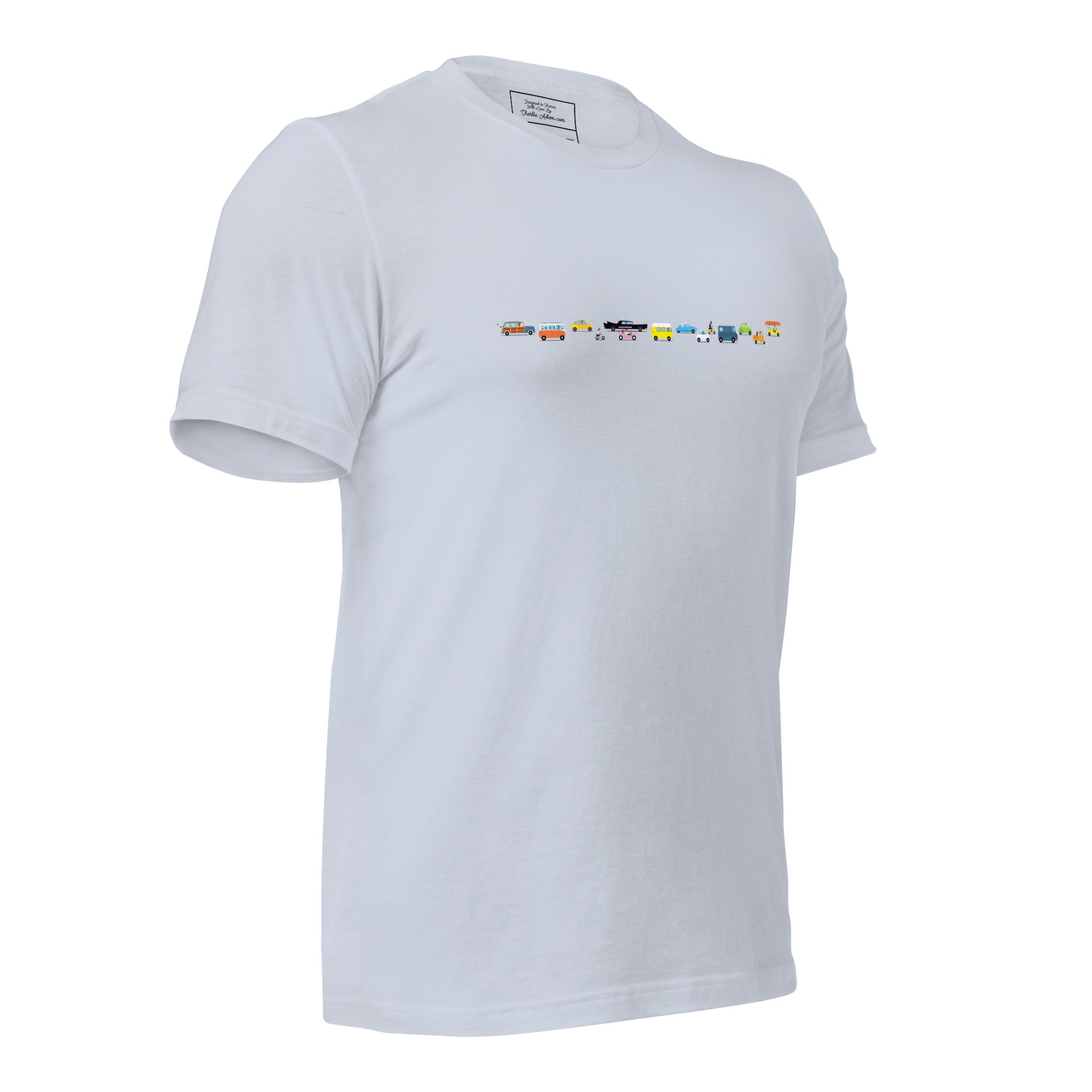 T-shirt en coton unisexe Vintage Cars Traffic Jam sur couleurs claires