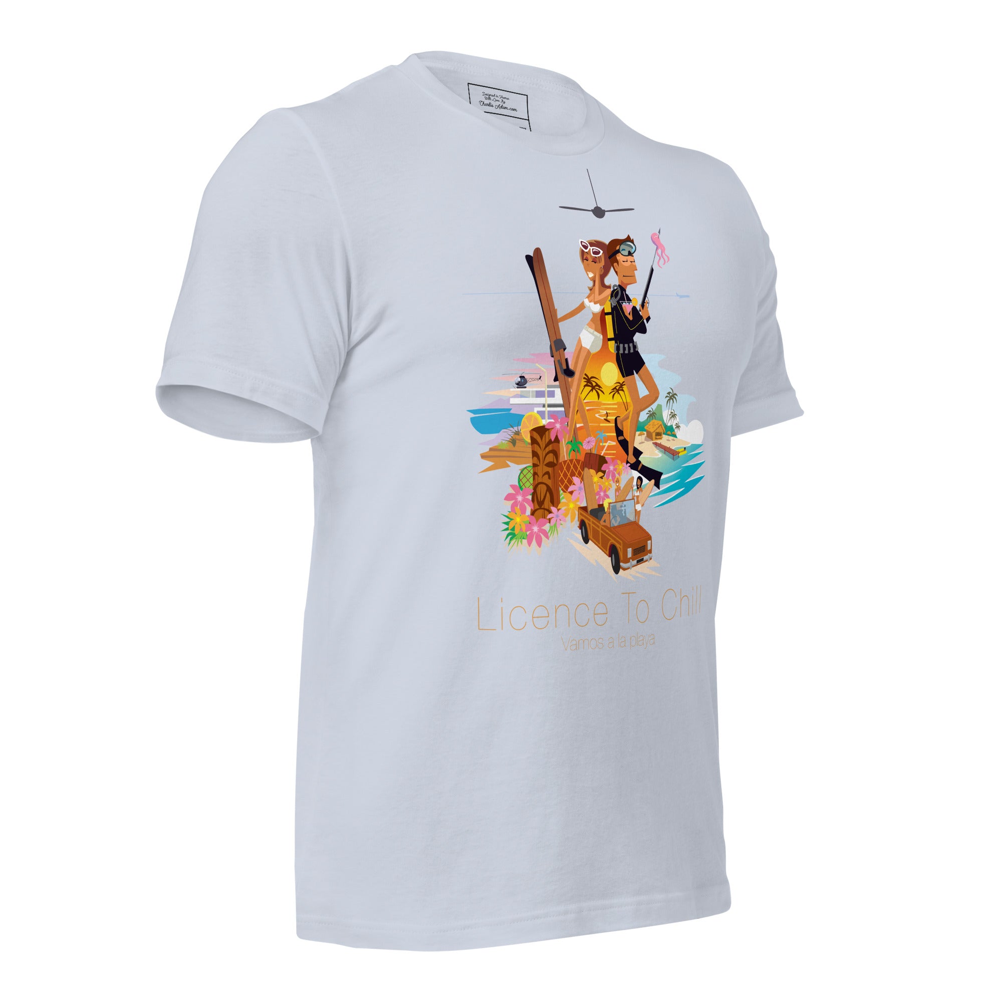 T-shirt en coton unisexe License to Chill Vamos a la playa sur couleurs claires