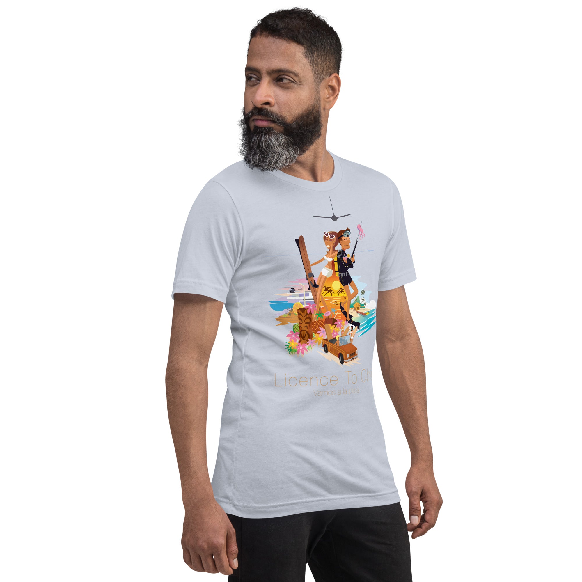 T-shirt en coton unisexe License to Chill Vamos a la playa sur couleurs claires