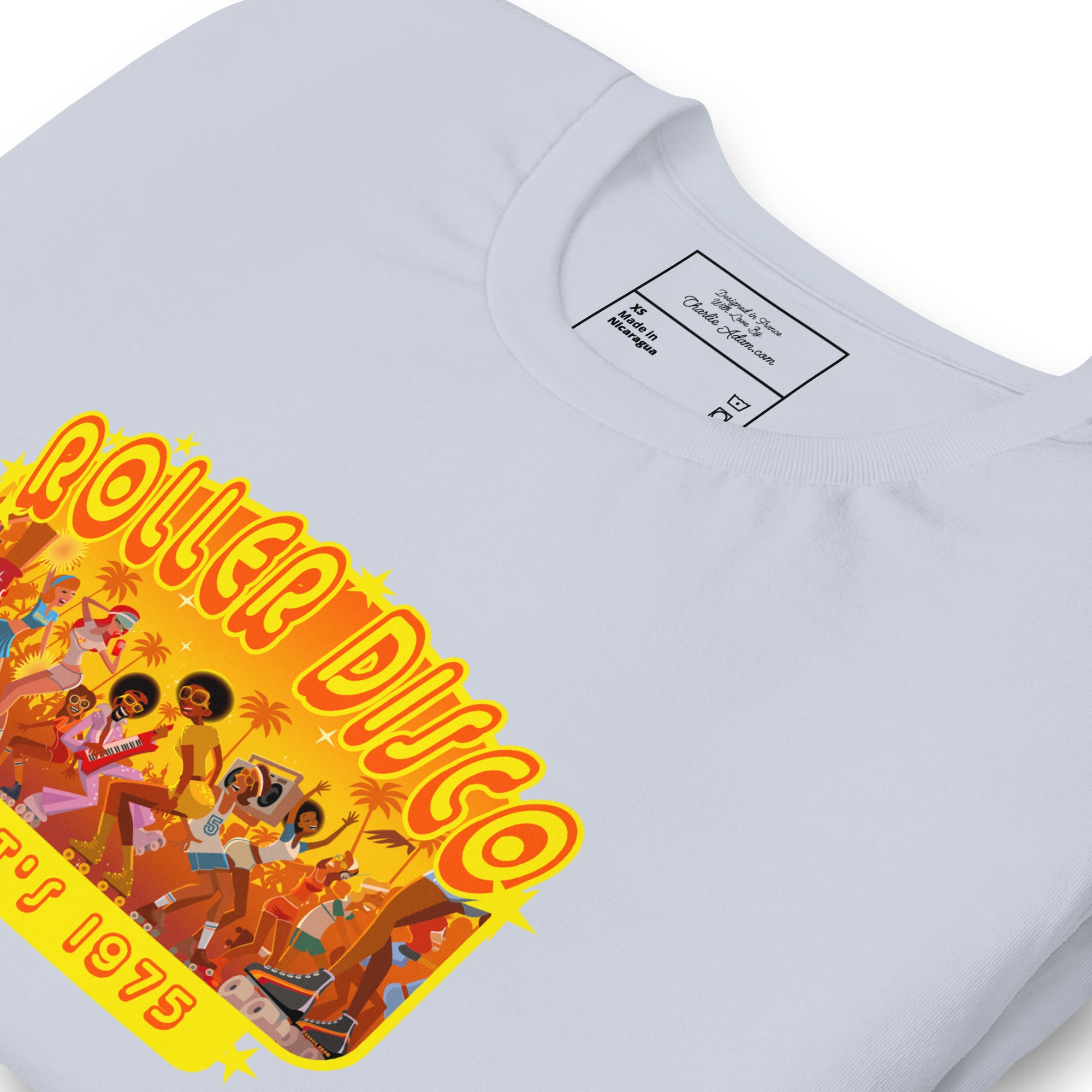 T-shirt en coton unisexe Roller Disco 1975 sur couleurs claires