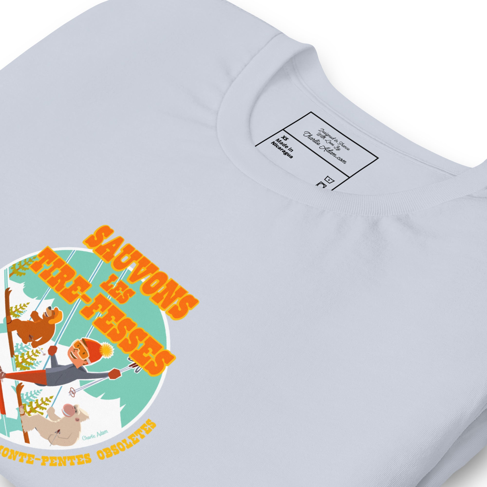 T-shirt en coton unisexe Sauvons les Tires-fesses sur couleurs claires