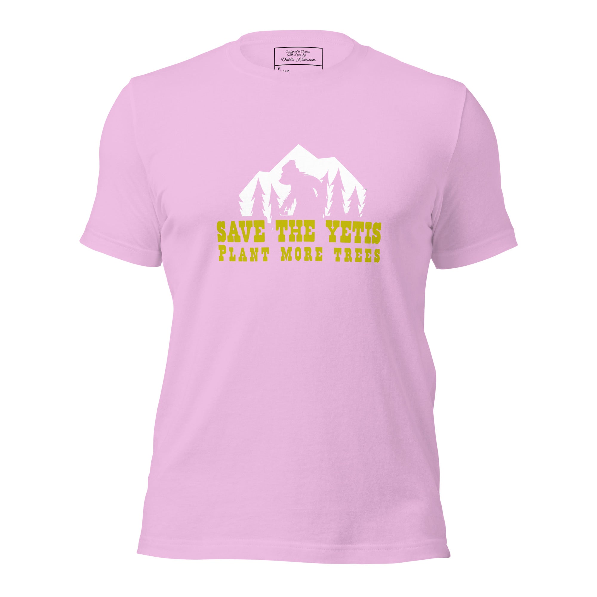 Unisex cotton t-shirt Save the Yetis Plant more Trees on bright colors (front & back)