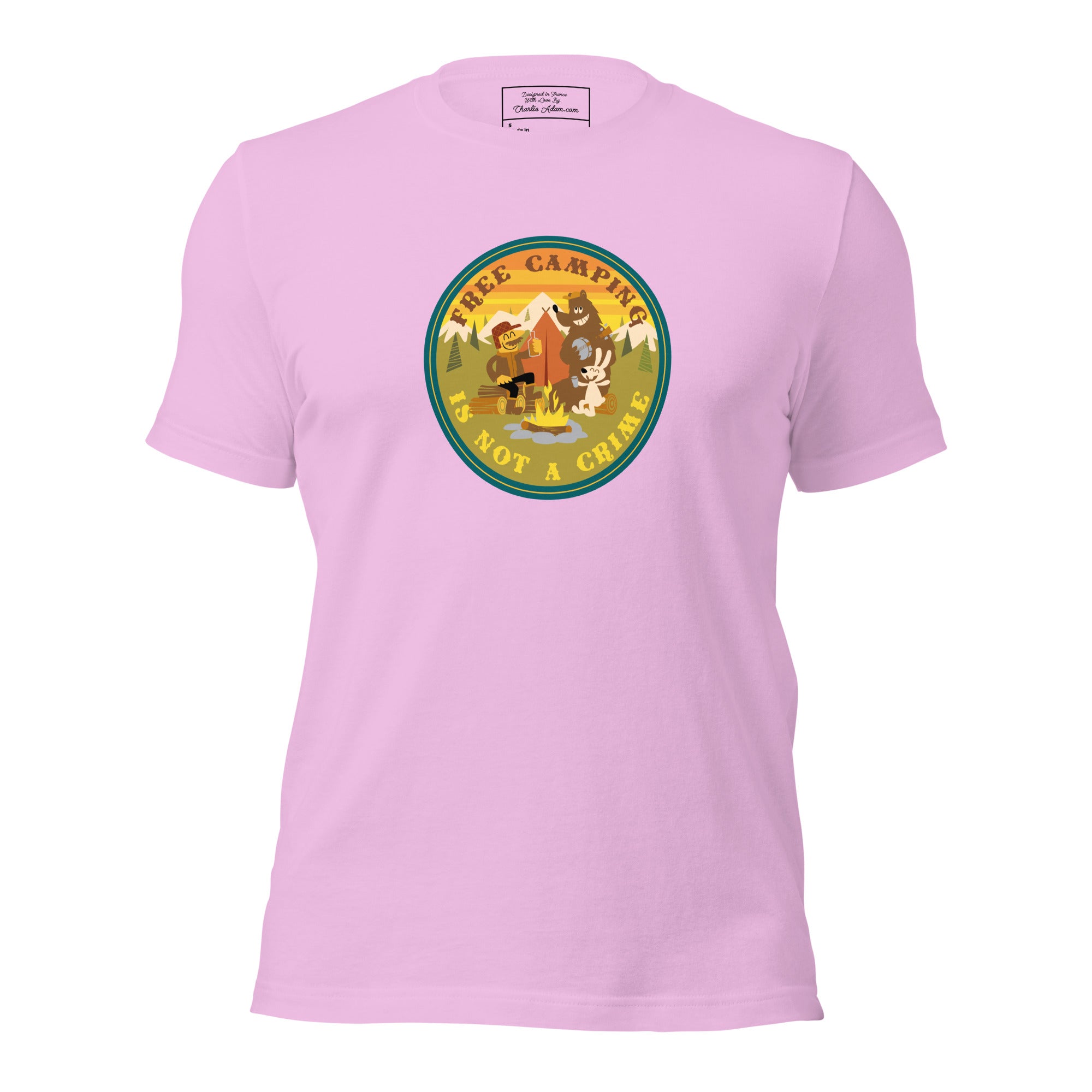 Unisex cotton t-shirt Free Camping is not a Crime on light colors