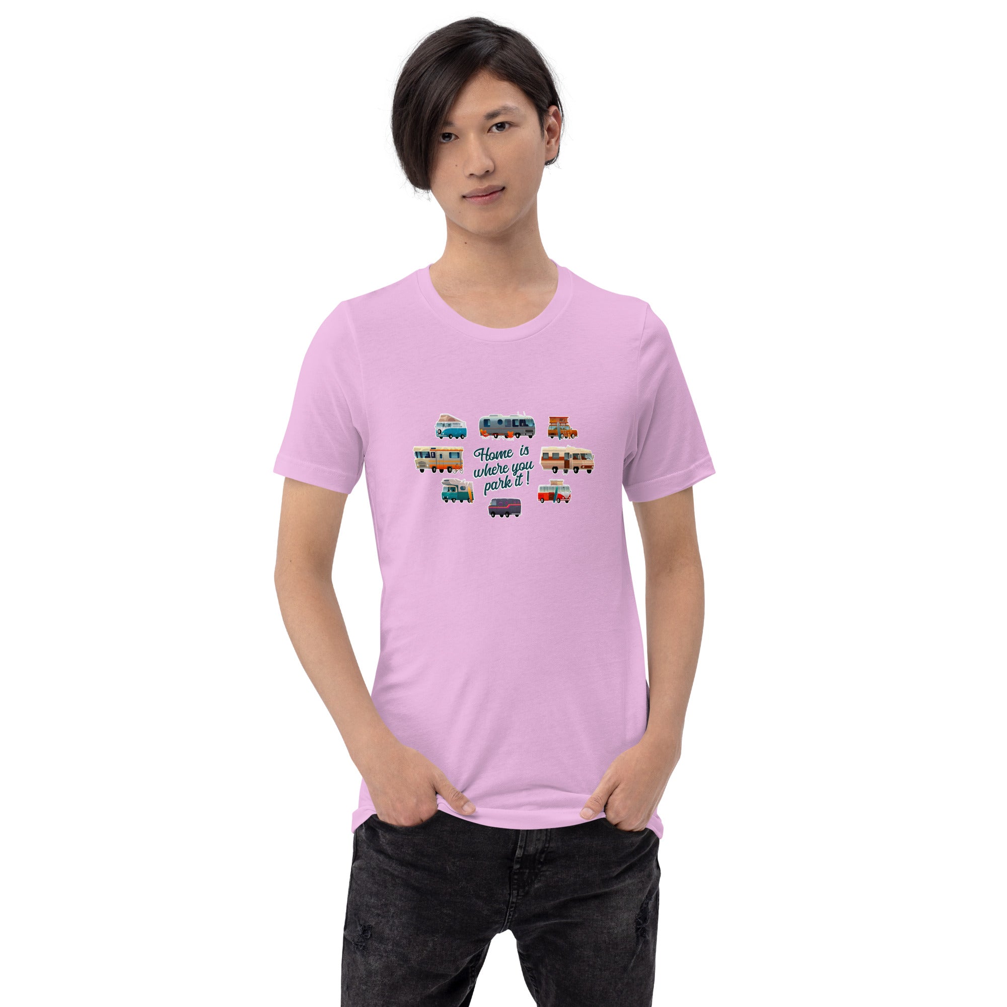 T-shirt en coton unisexe Square Vintage Campers sur couleurs claires