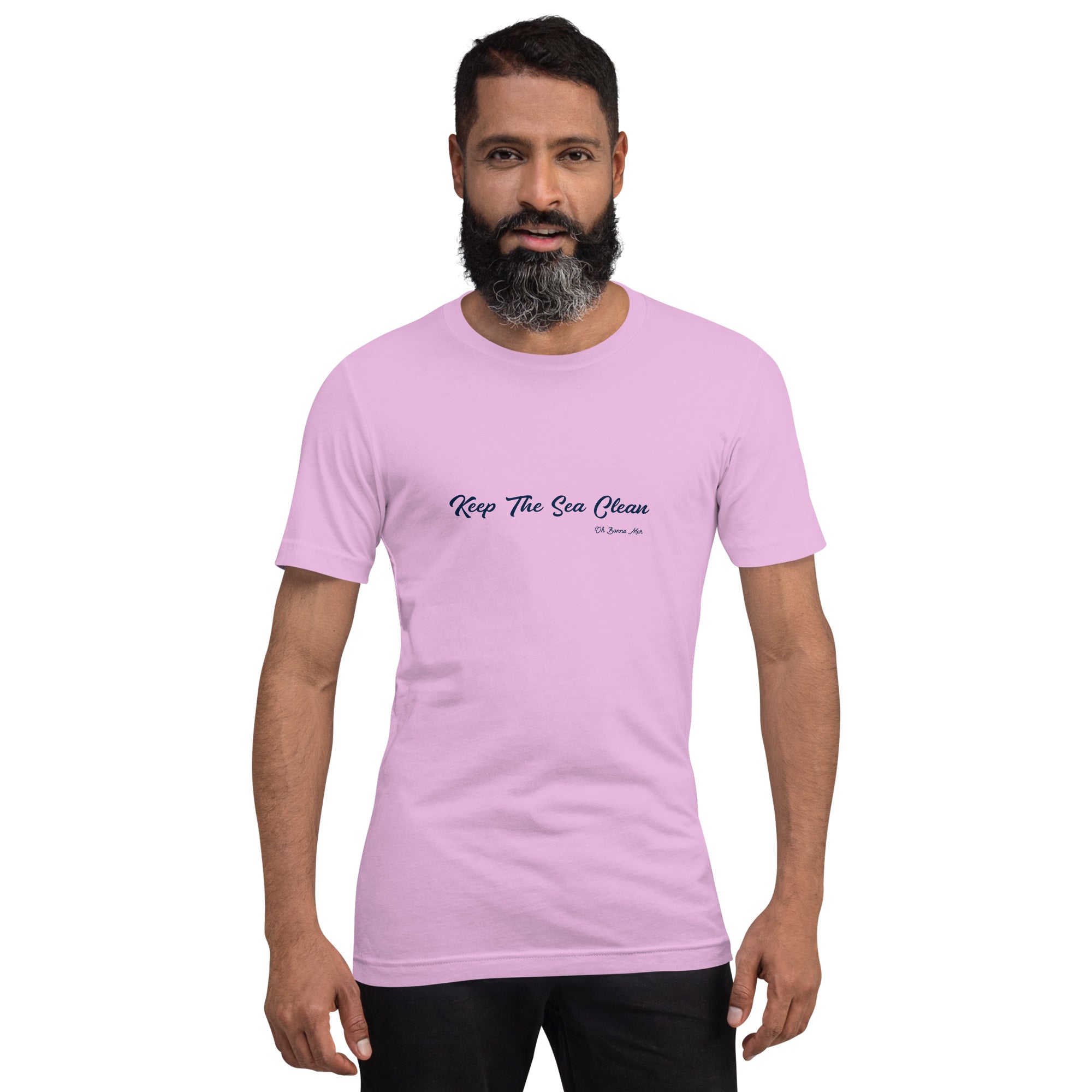 Unisex cotton t-shirt Keep The Sea Clean Navy on bright colors
