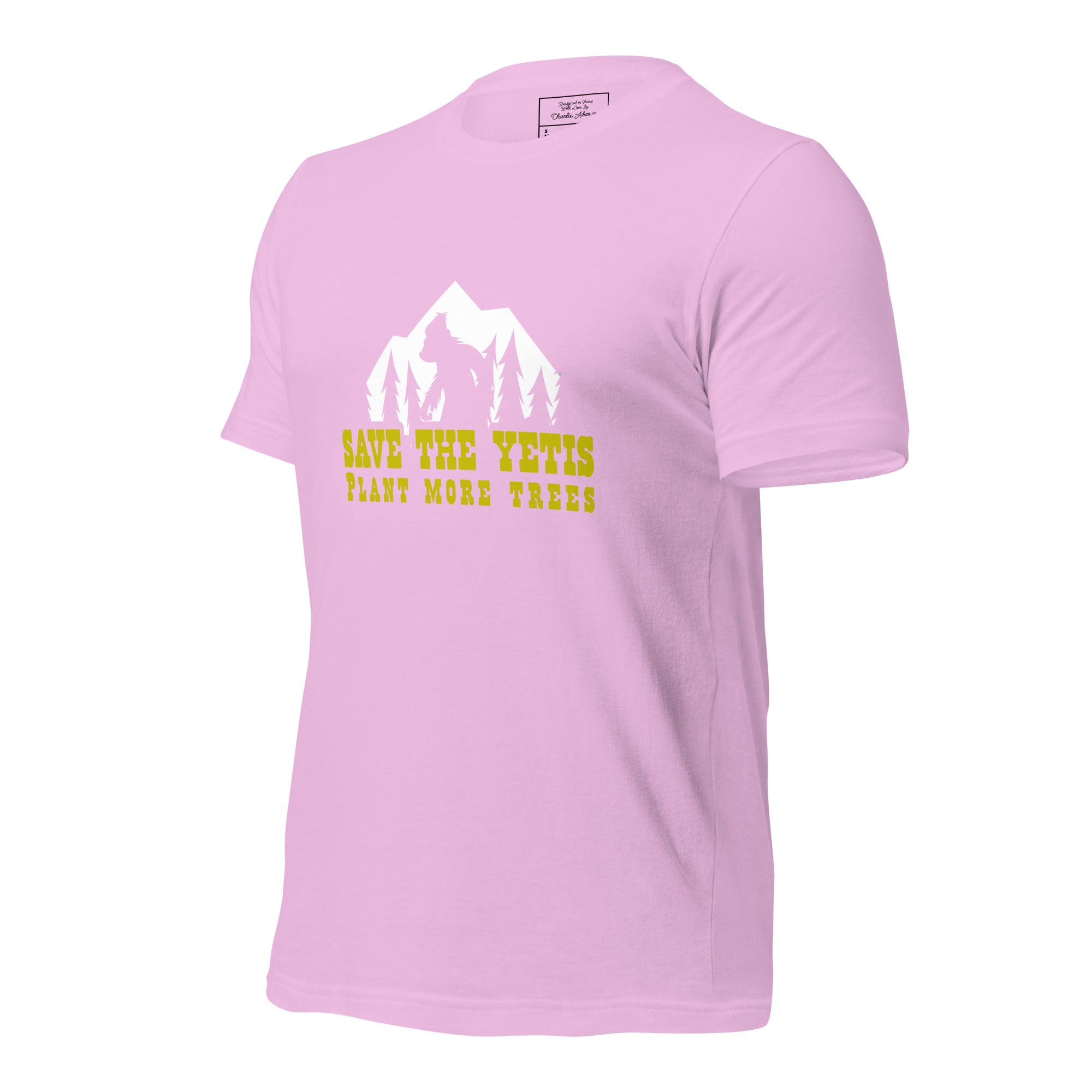 Unisex cotton t-shirt Save the Yetis Plant more Trees on bright colors (front & back)