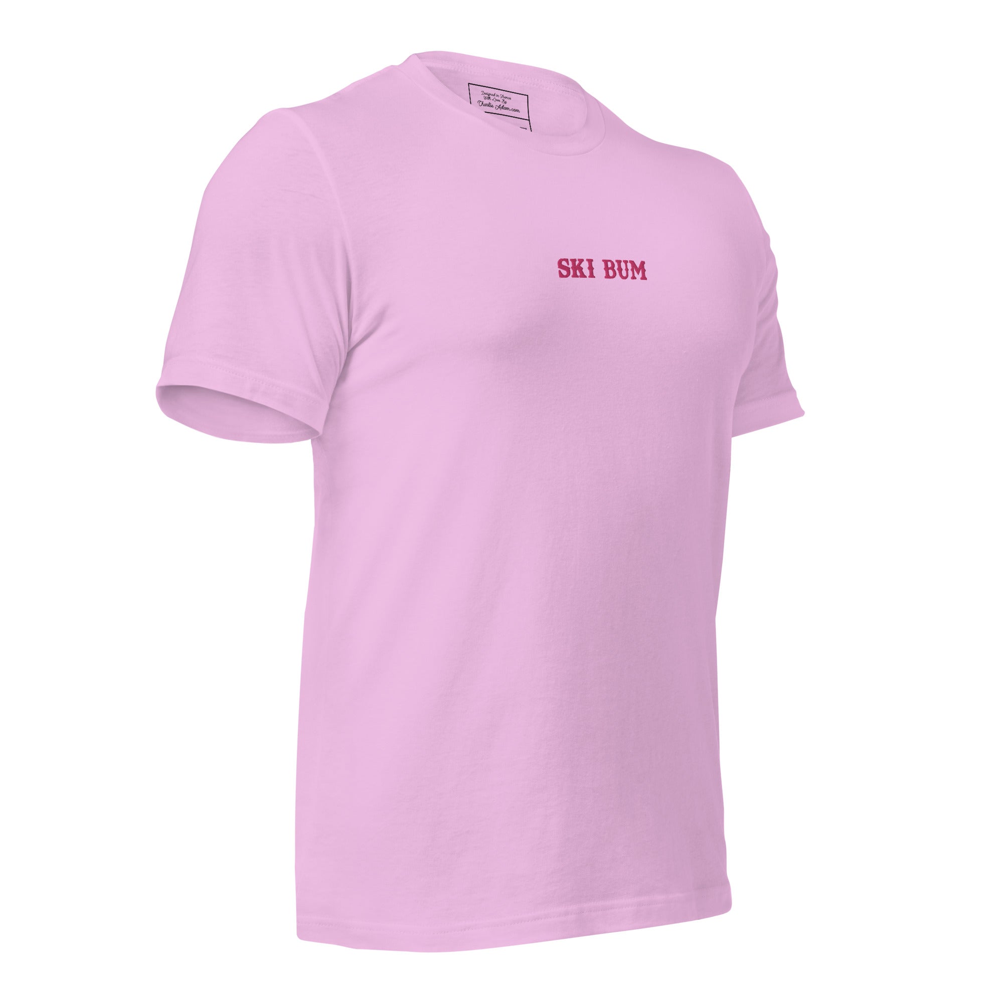 T-shirt en coton unisexe Ski Bum Flamingo brodé sur couleurs claires