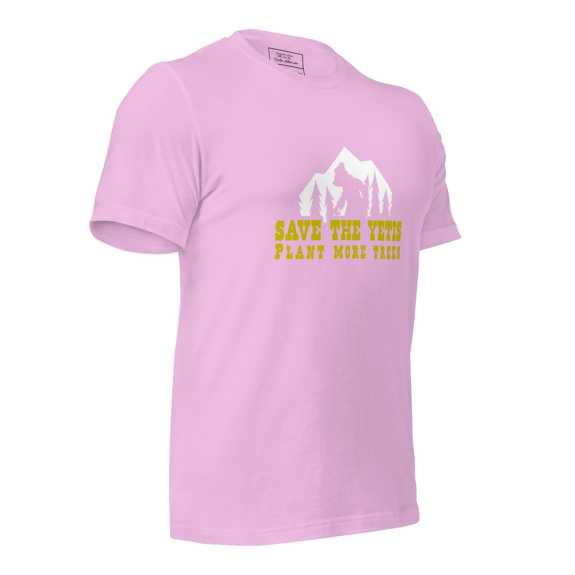 Unisex cotton t-shirt Save the Yetis Plant more Trees on bright colors (front & back)