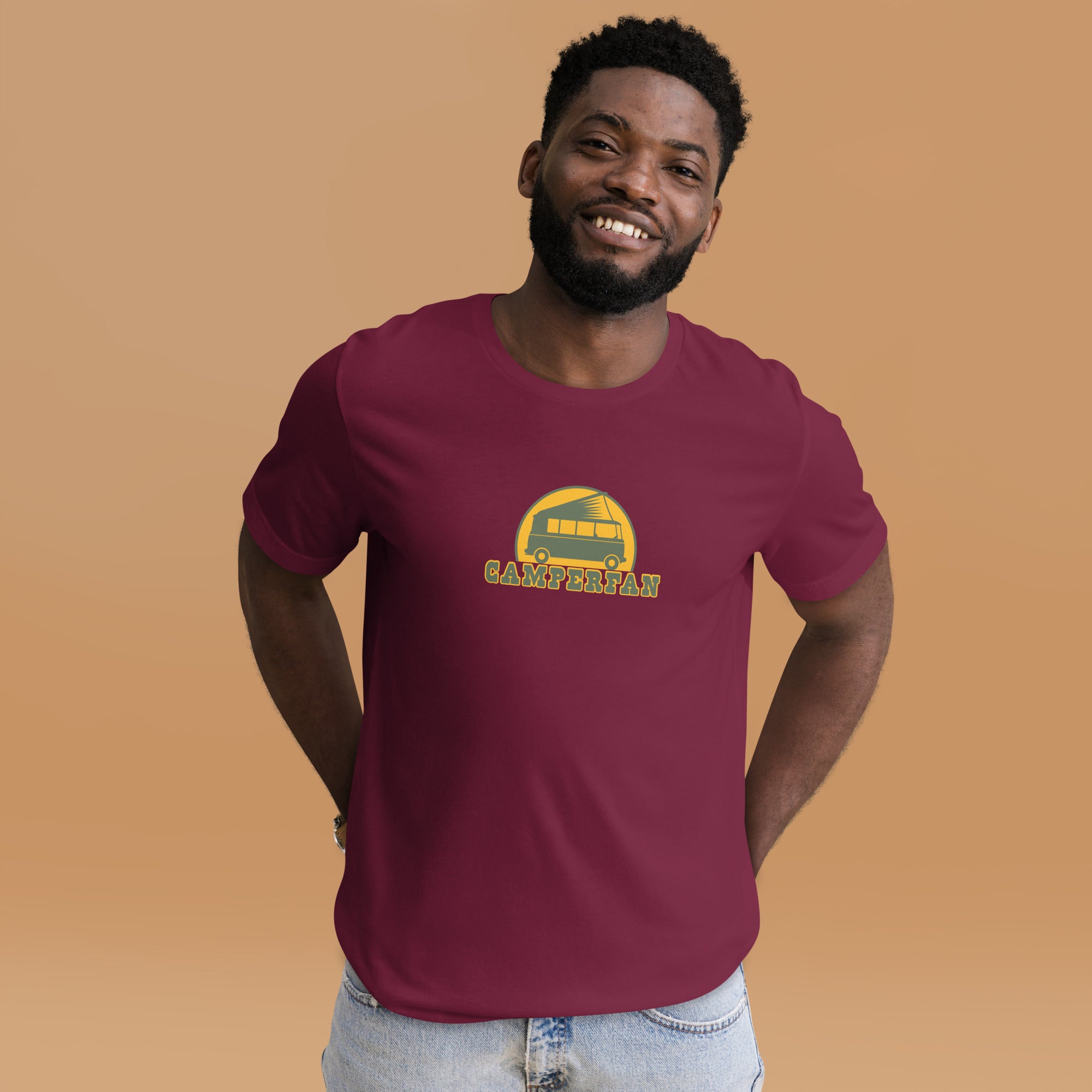 Unisex cotton t-shirt Camperfan on dark colors