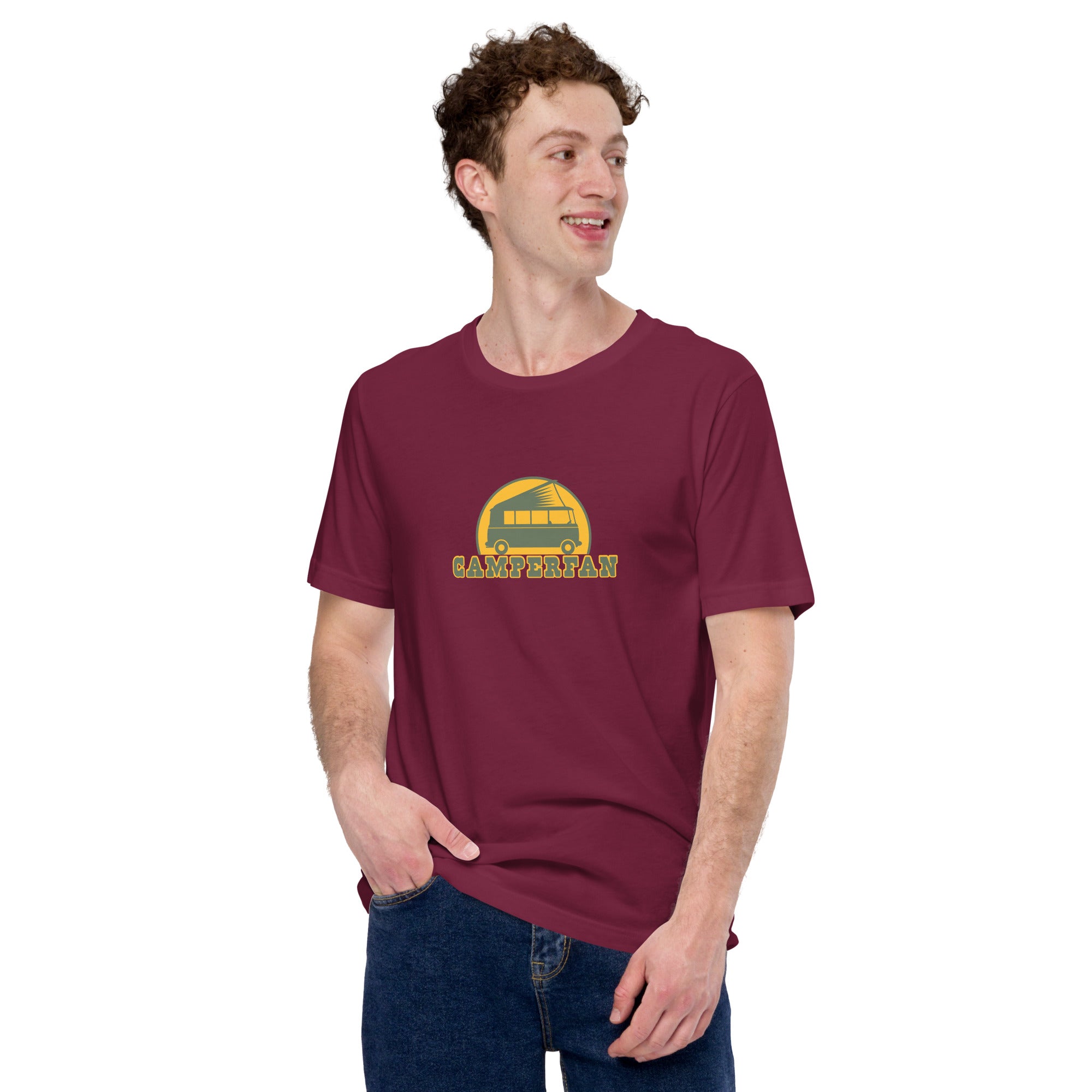 Unisex cotton t-shirt Camperfan on dark colors