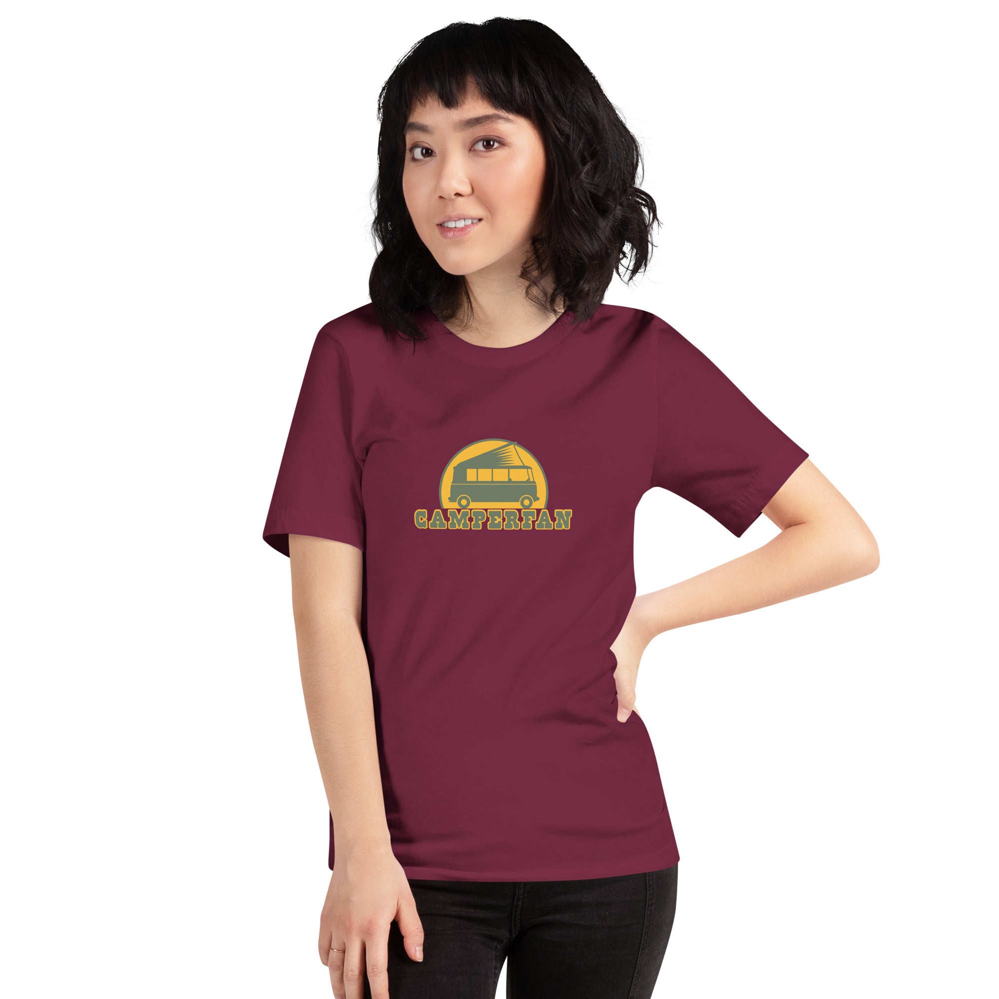 Unisex cotton t-shirt Camperfan on dark colors