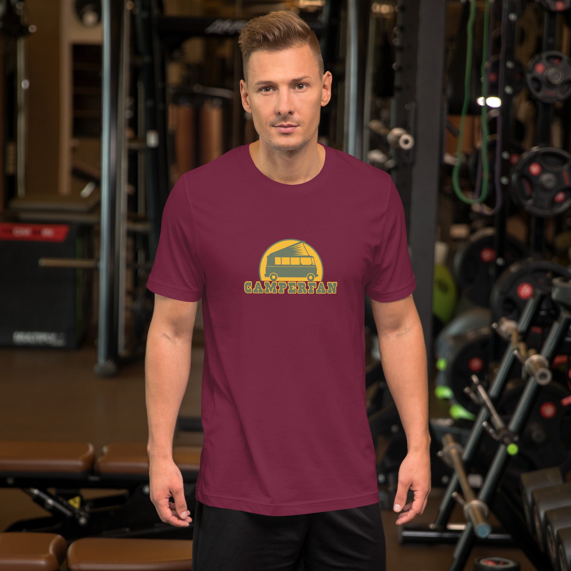 Unisex cotton t-shirt Camperfan on dark colors