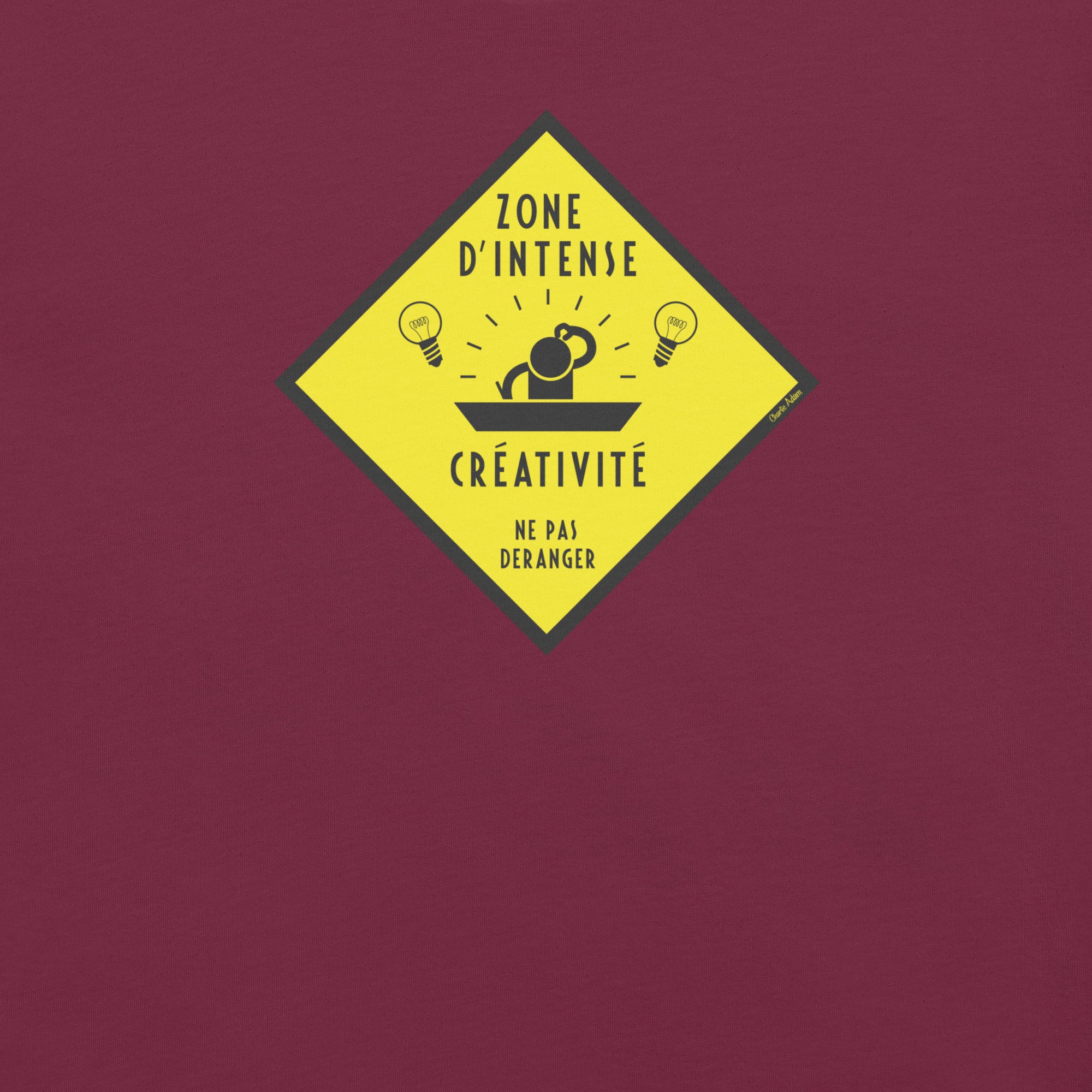 Unisex cotton t-shirt Zone d'intense créativité, Ne pas déranger on dark colors