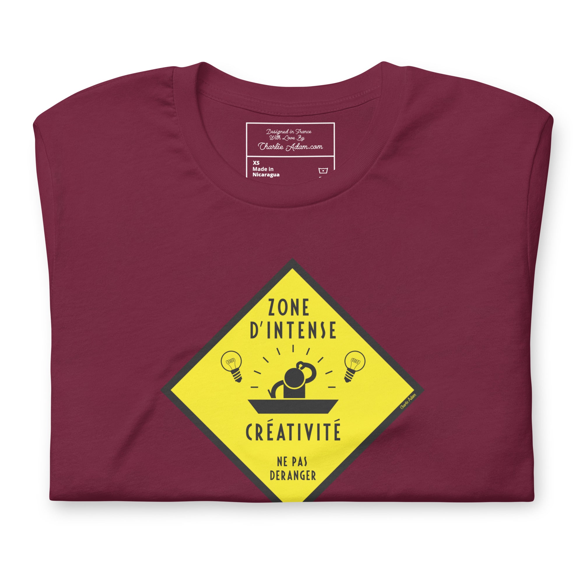 Unisex cotton t-shirt Zone d'intense créativité, Ne pas déranger on dark colors