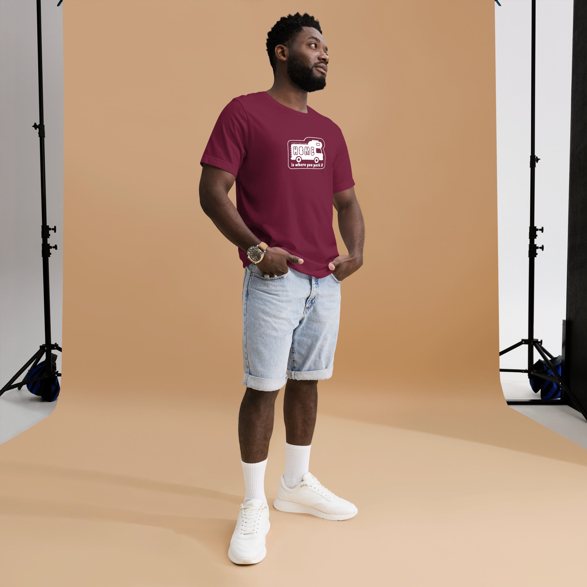 Unisex cotton t-shirt Bold Camper Van on dark colors