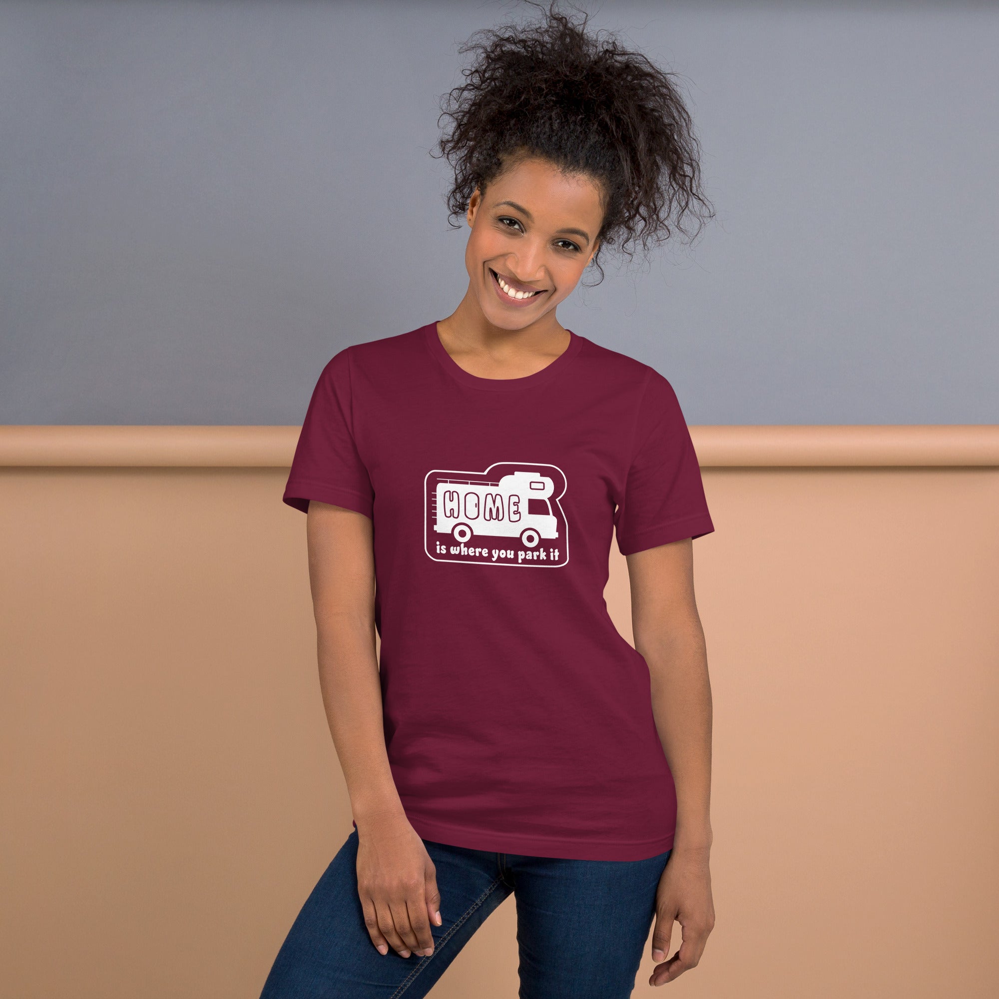 Unisex cotton t-shirt Bold Camper Van on dark colors