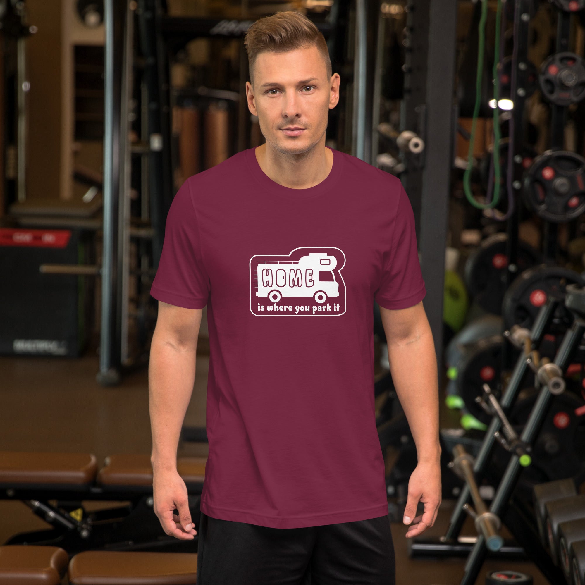Unisex cotton t-shirt Bold Camper Van on dark colors