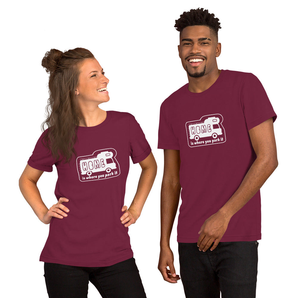 Unisex cotton t-shirt Bold Camper Van on dark colors