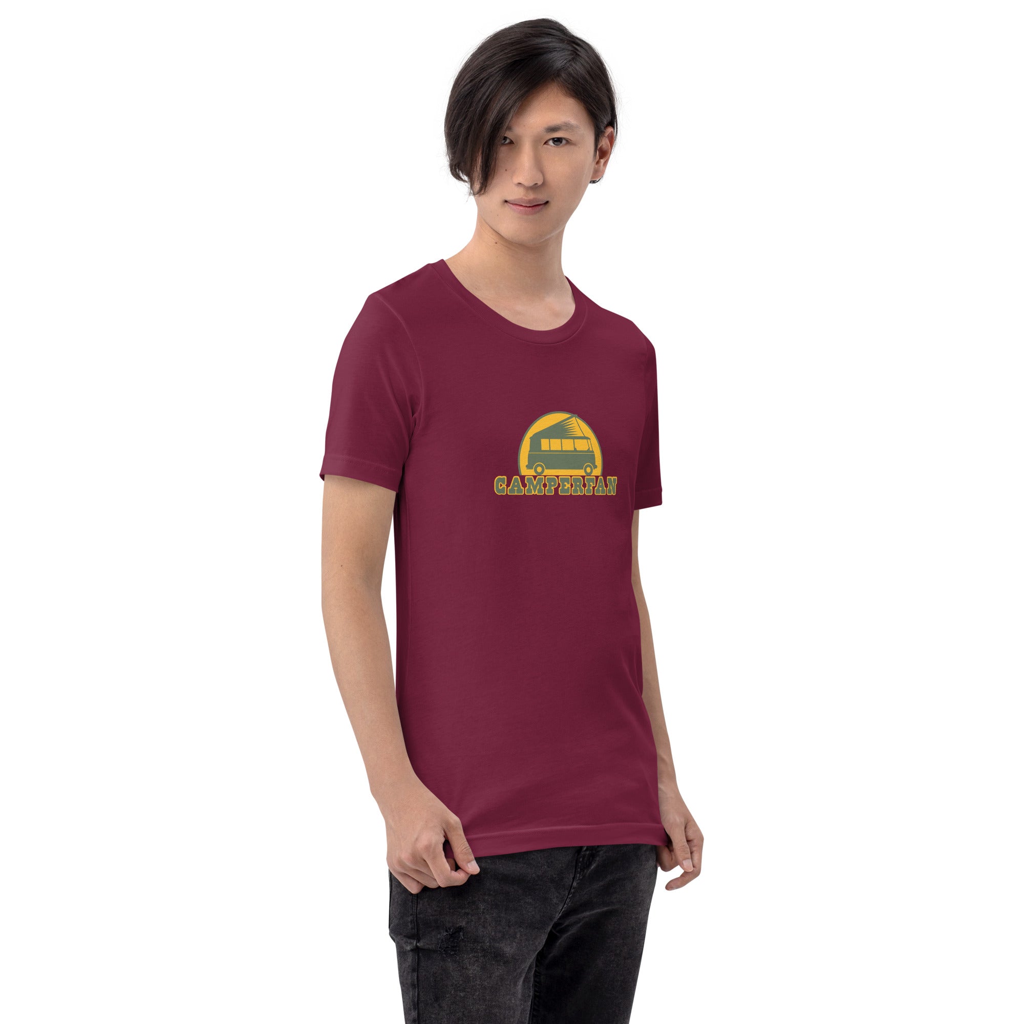 Unisex cotton t-shirt Camperfan on dark colors
