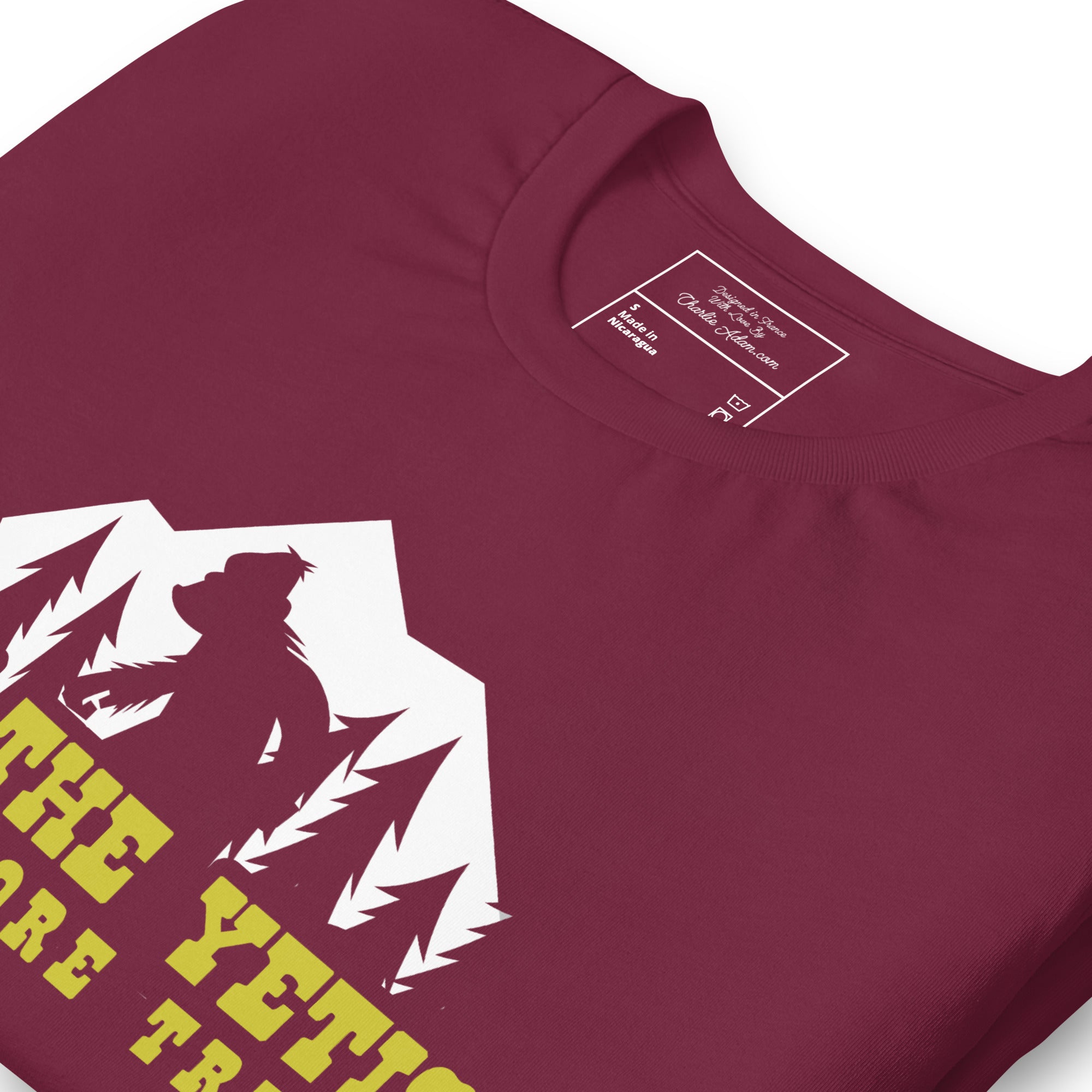 T-shirt en coton unisexe Save the Yetis Plant more Trees sur couleurs foncées