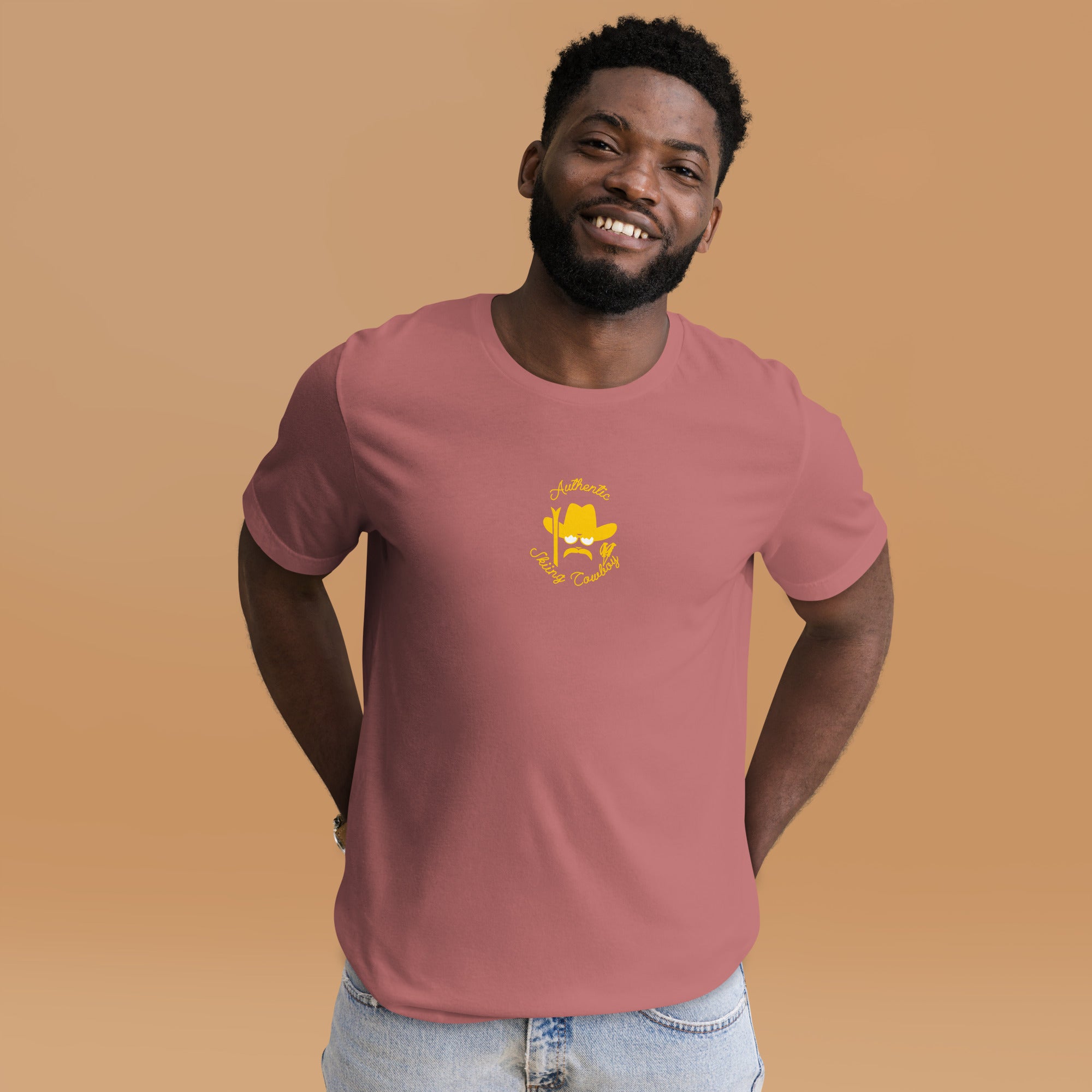 Unisex t-shirt Authentic Skiing Cowboy on bright colors