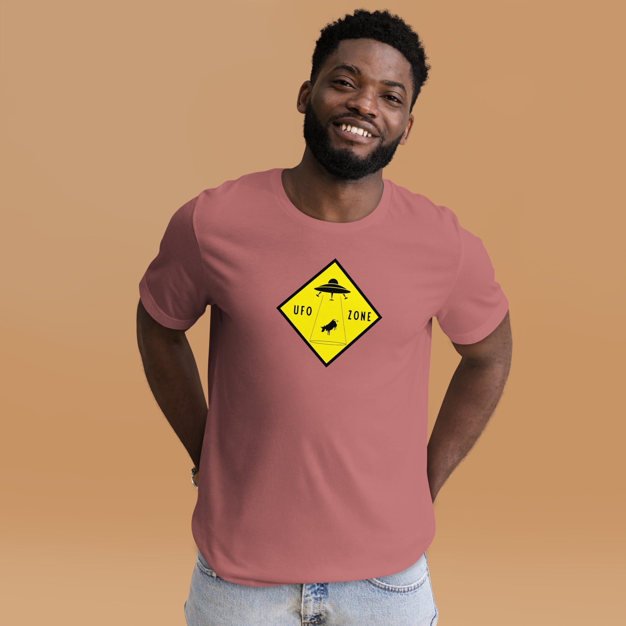 Unisex cotton t-shirt UFO Zone on bright colors