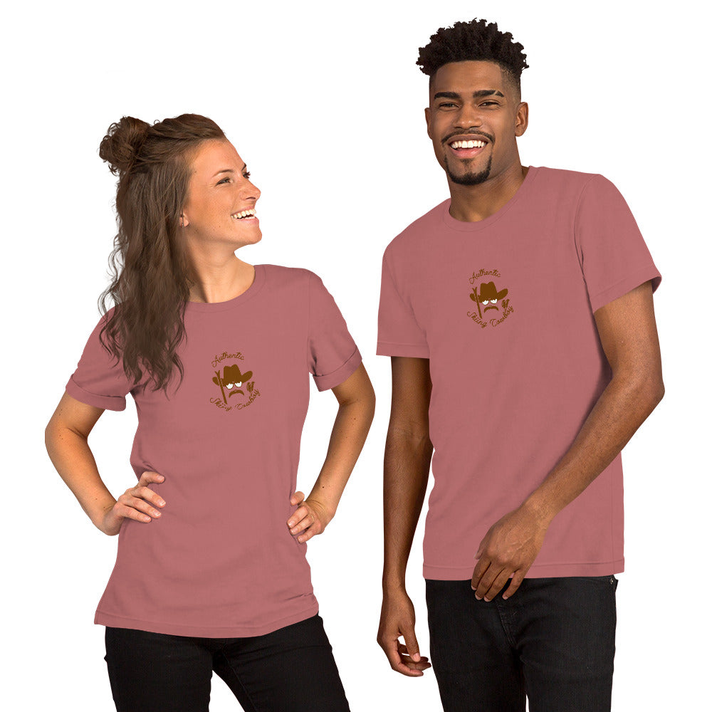 Unisex cotton t-shirt Authentic Skiing Cowboy on bright colors