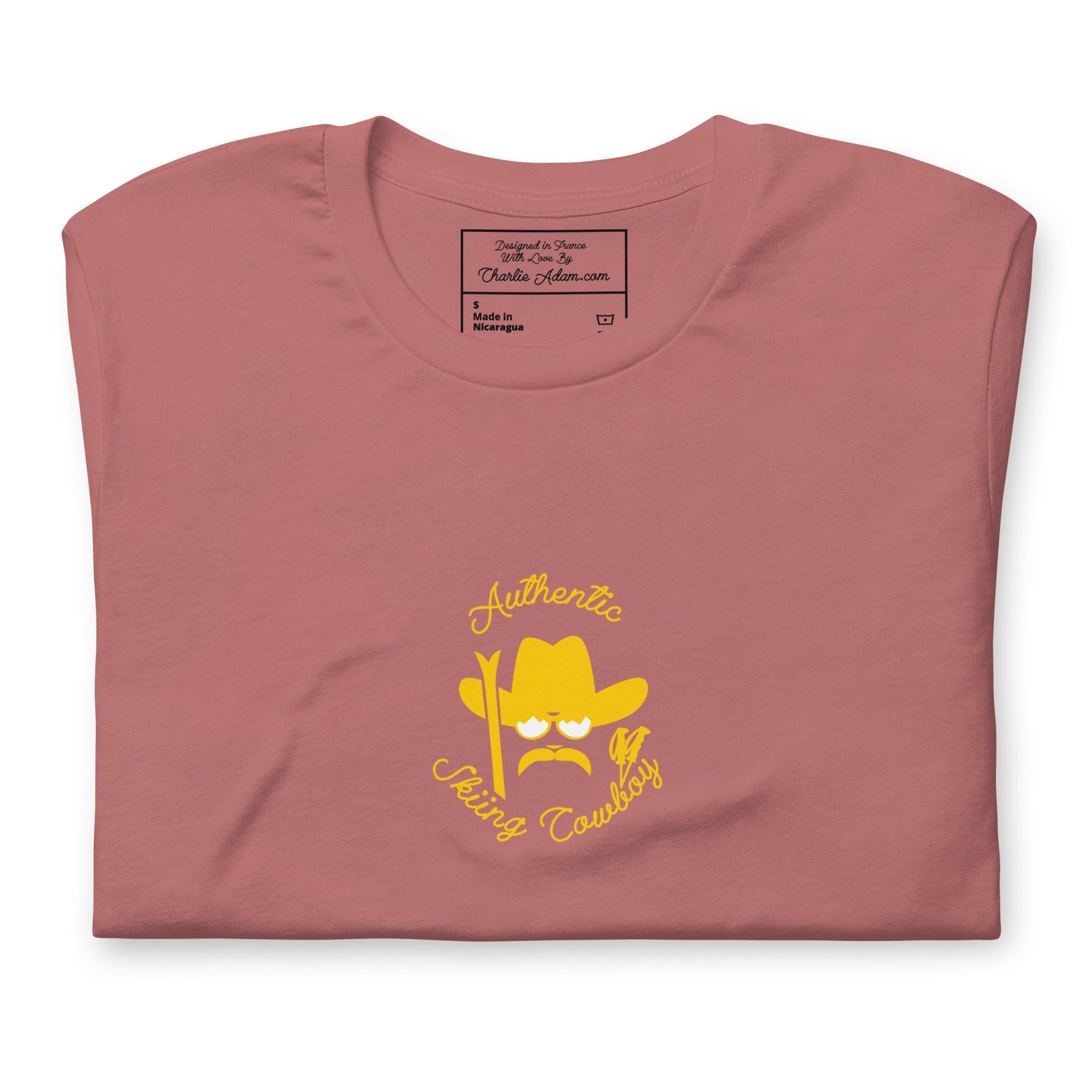 Unisex t-shirt Authentic Skiing Cowboy on bright colors