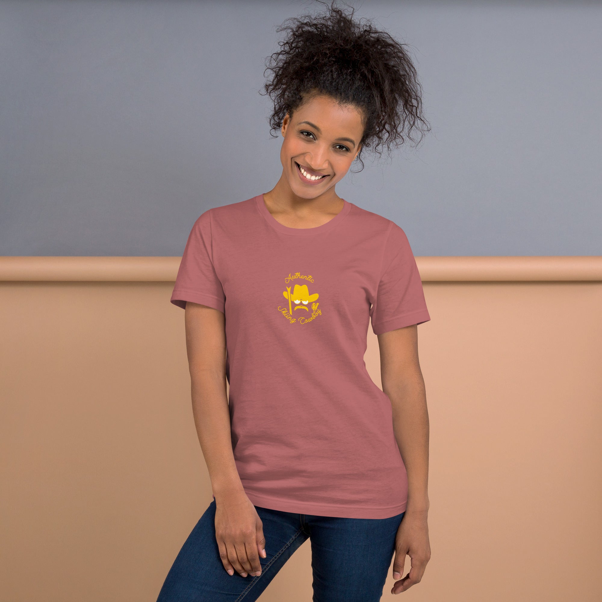 Unisex t-shirt Authentic Skiing Cowboy on bright colors