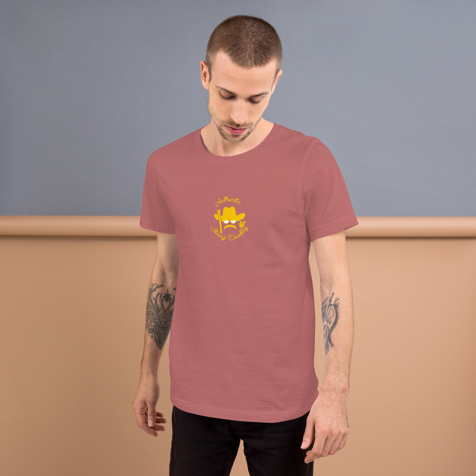 Unisex t-shirt Authentic Skiing Cowboy on bright colors
