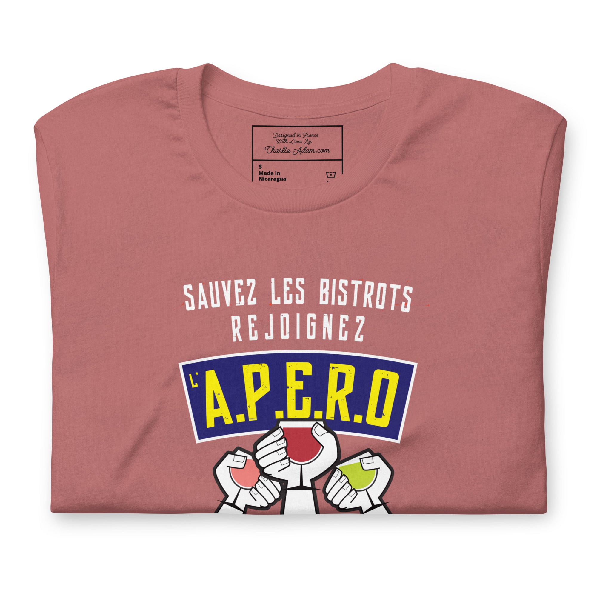Unisex t-shirt Sauvez les Bistrots, rejoignez l'Apéro on bright colors