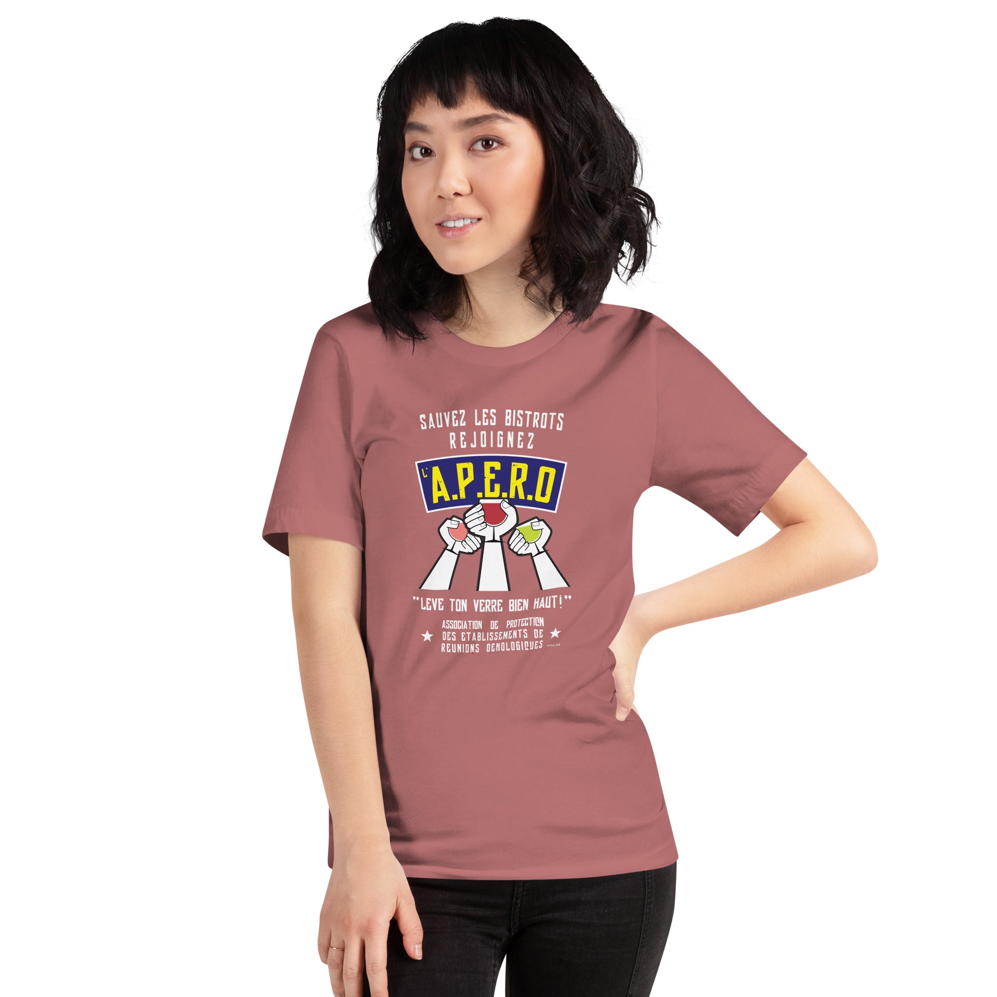 Unisex t-shirt Sauvez les Bistrots, rejoignez l'Apéro on bright colors