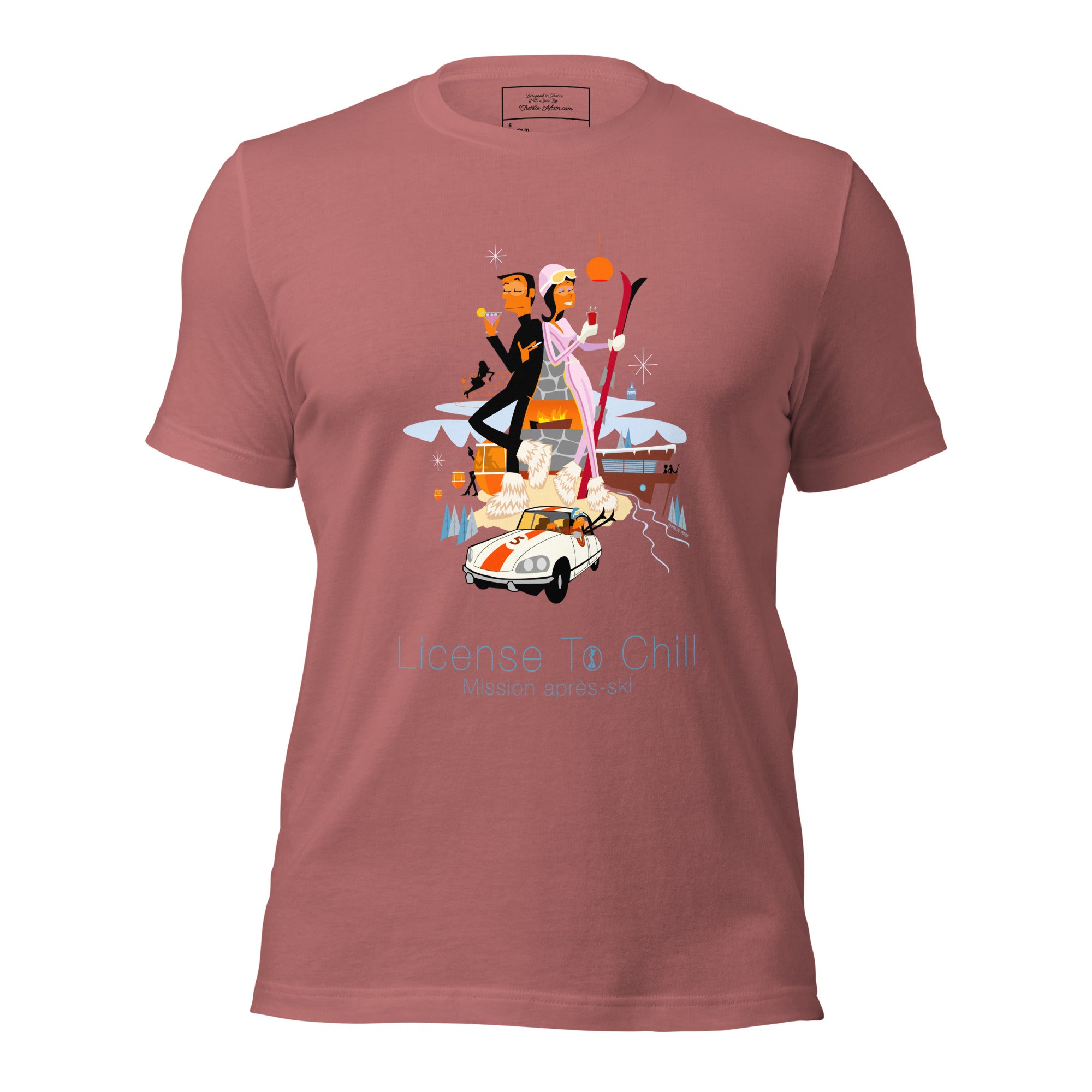 Unisex cotton t-shirt License to Chill Mission Après-Ski on bright colors