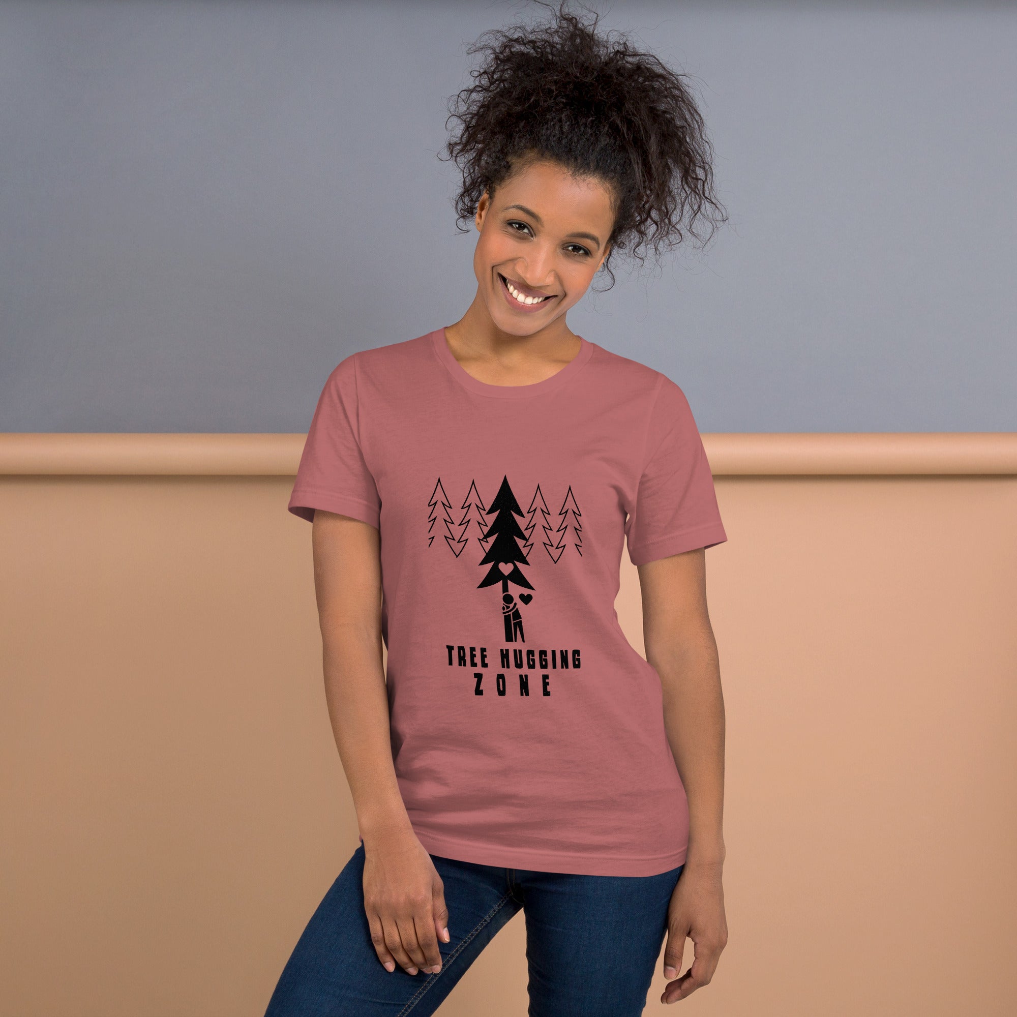 Unisex cotton t-shirt Tree hugging zone on bright colors