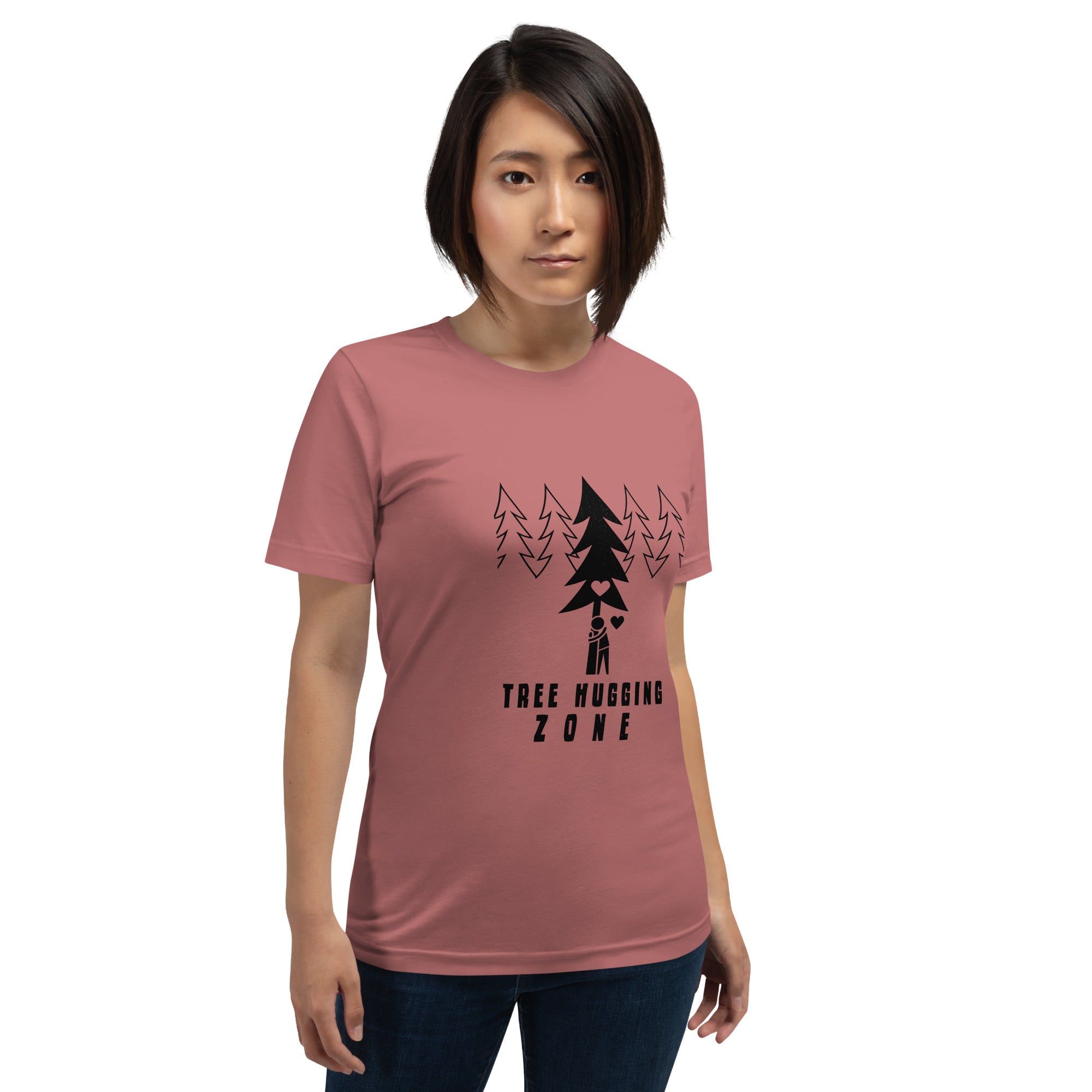 Unisex cotton t-shirt Tree hugging zone on bright colors