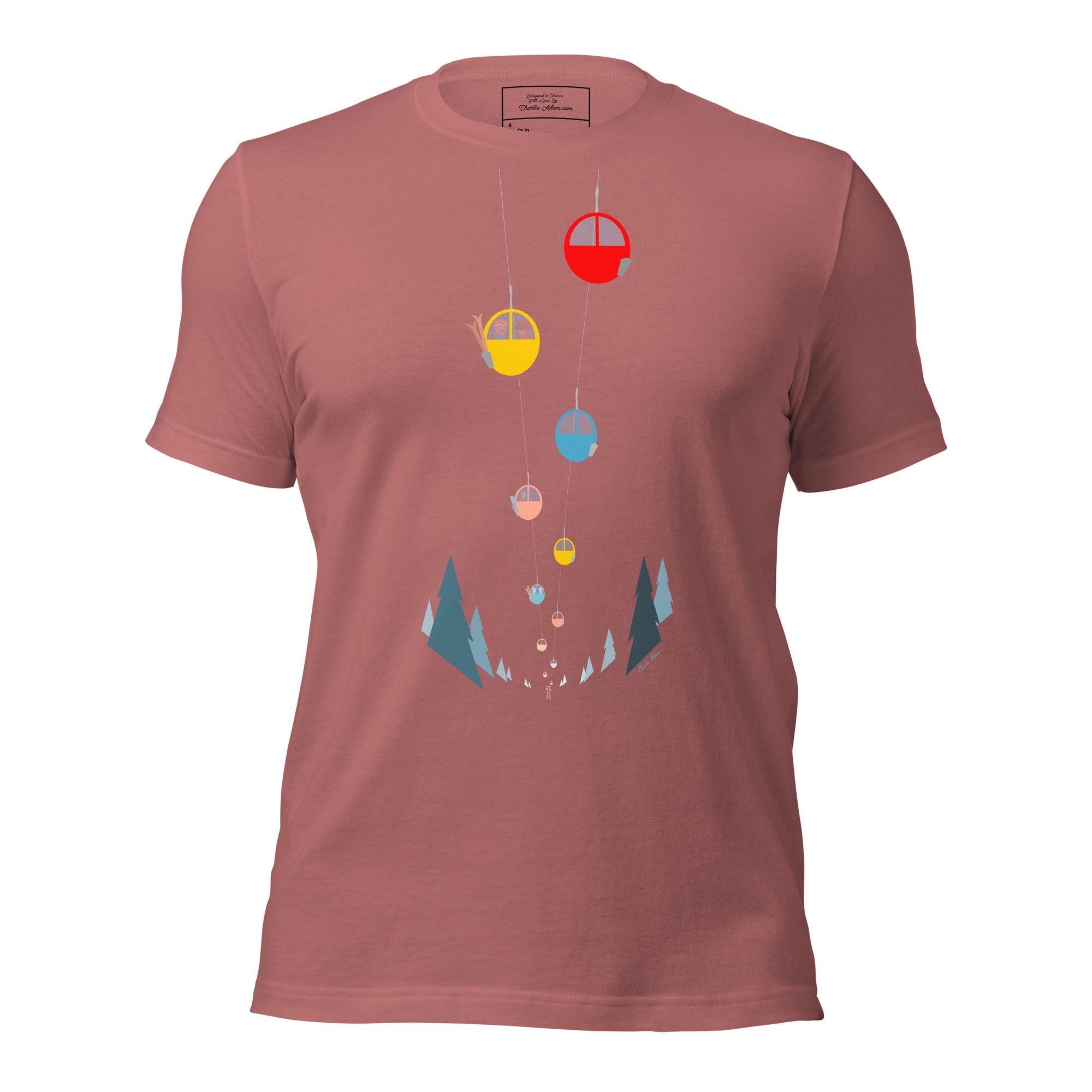 T-shirt en coton unisexe Gondolas in the mist sur couleurs vives