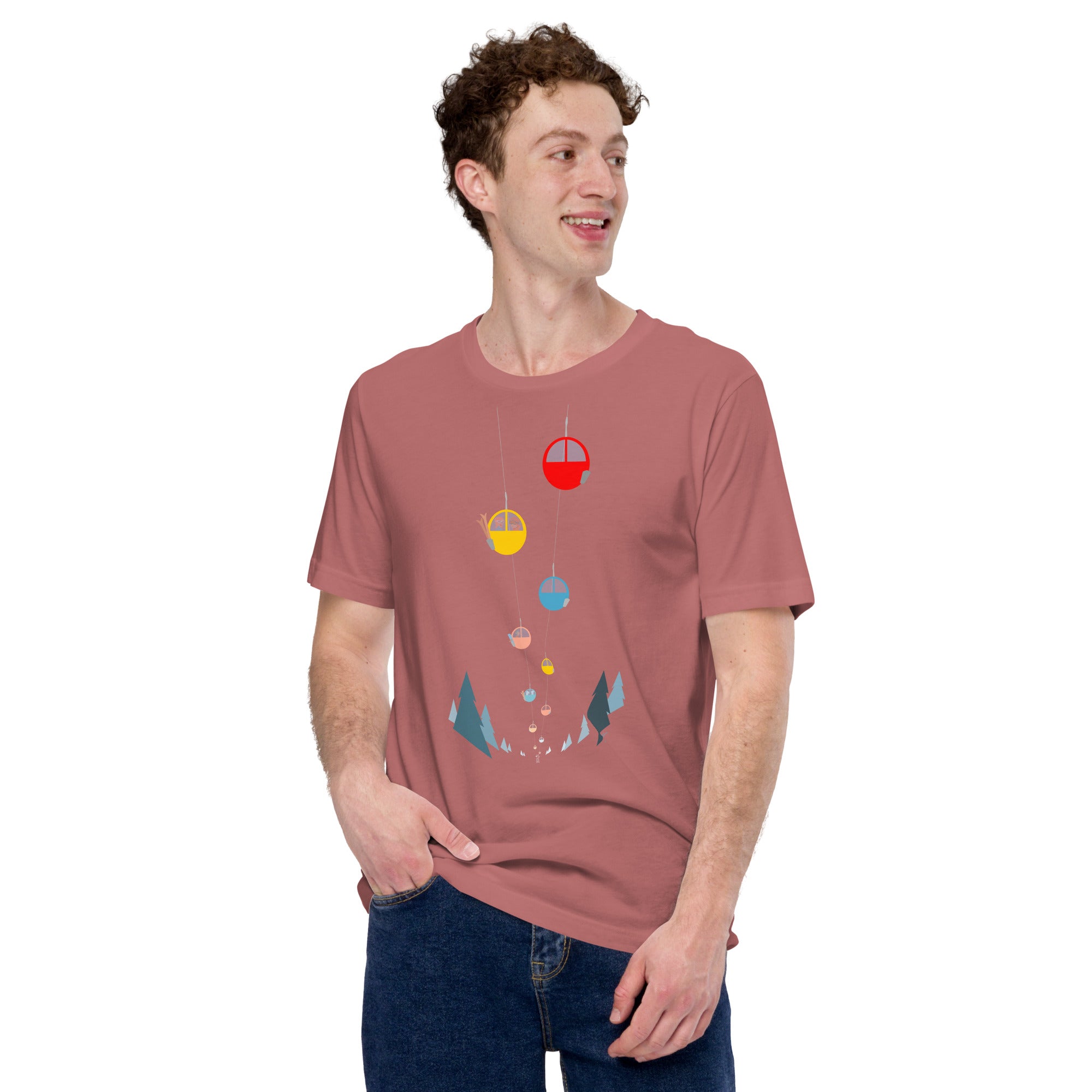 T-shirt en coton unisexe Gondolas in the mist sur couleurs vives