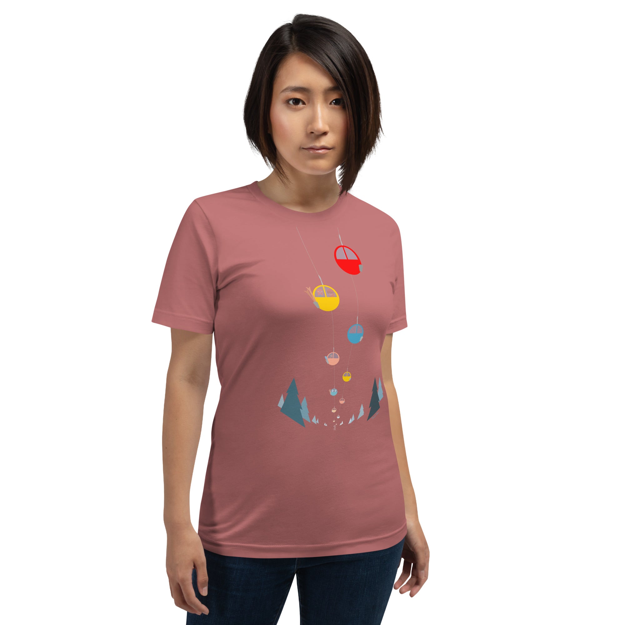 T-shirt en coton unisexe Gondolas in the mist sur couleurs vives