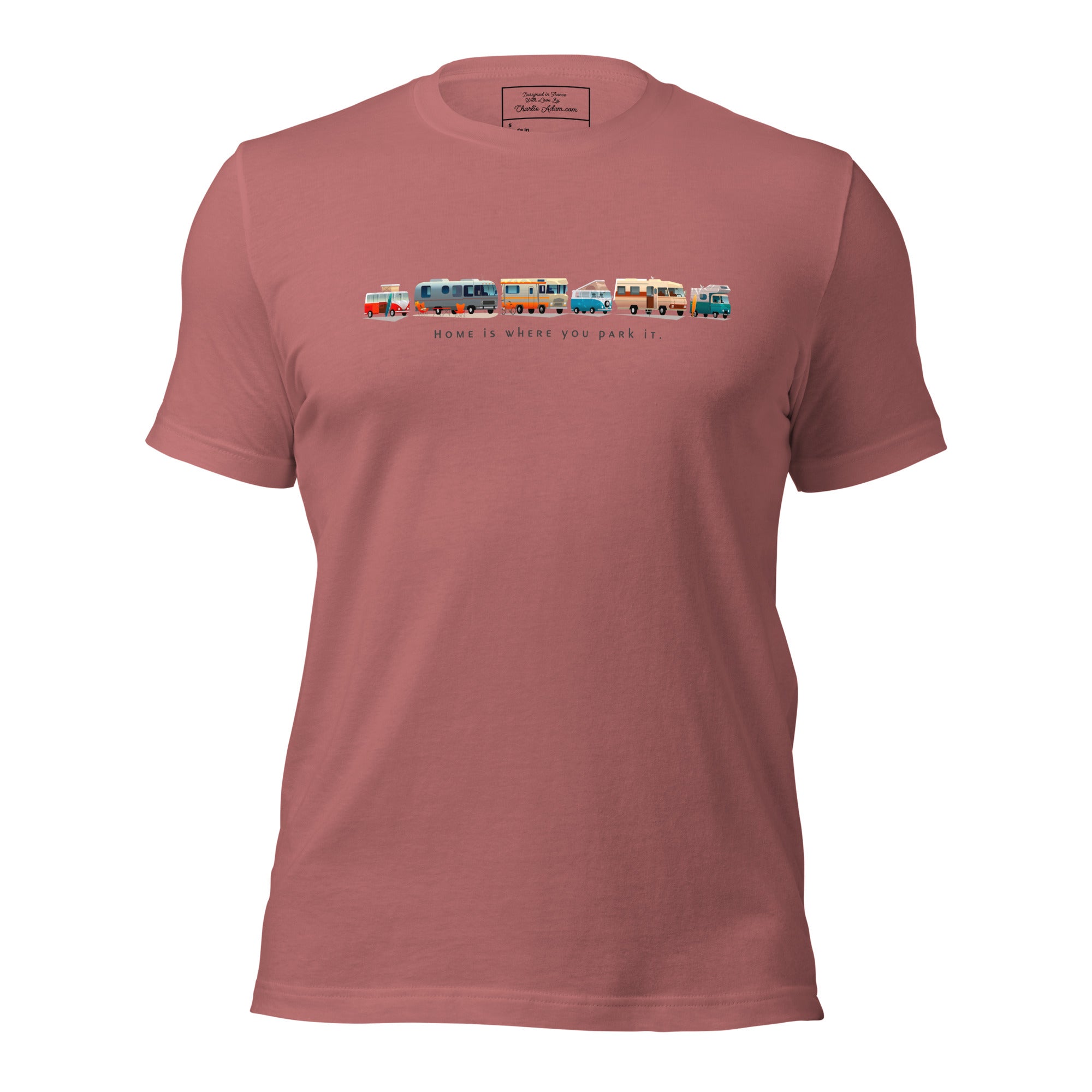 Unisex cotton t-shirt Vintage Campers on bright colors