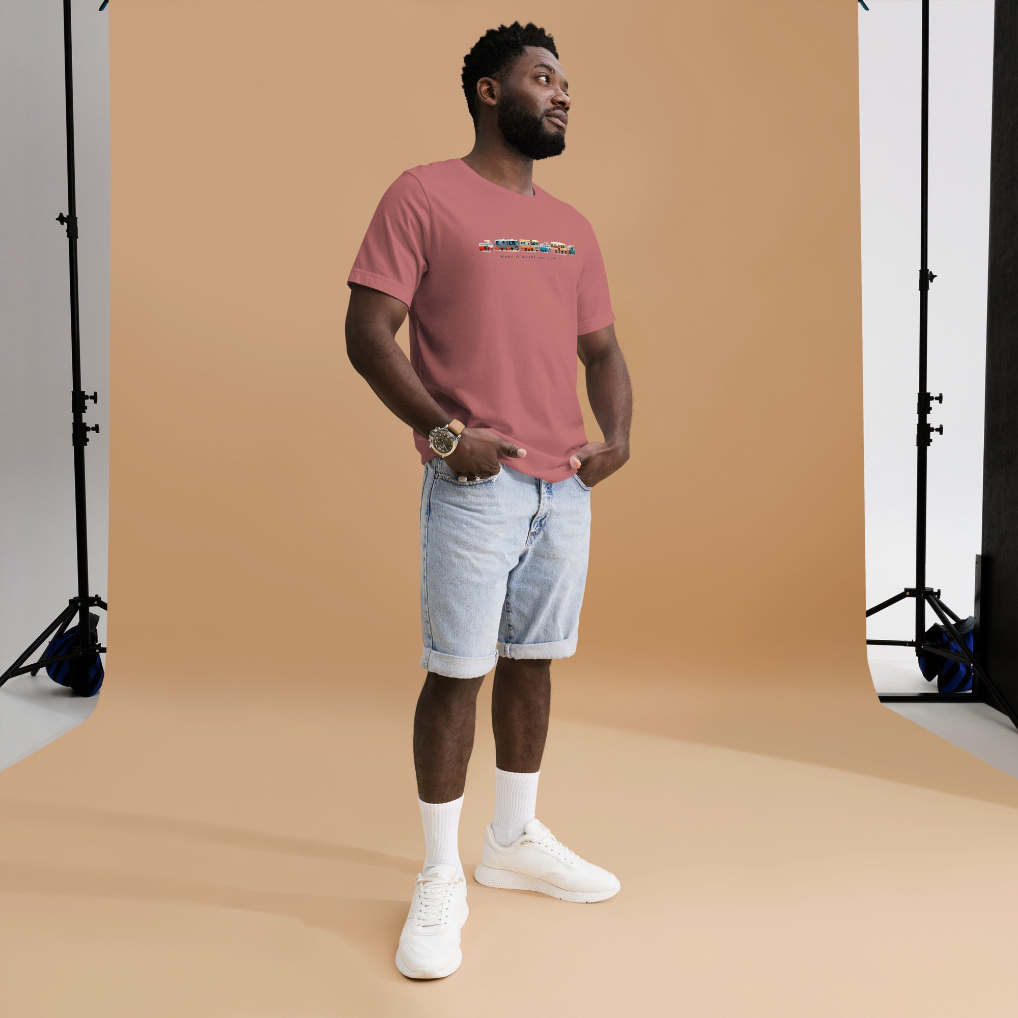 Unisex cotton t-shirt Vintage Campers on bright colors