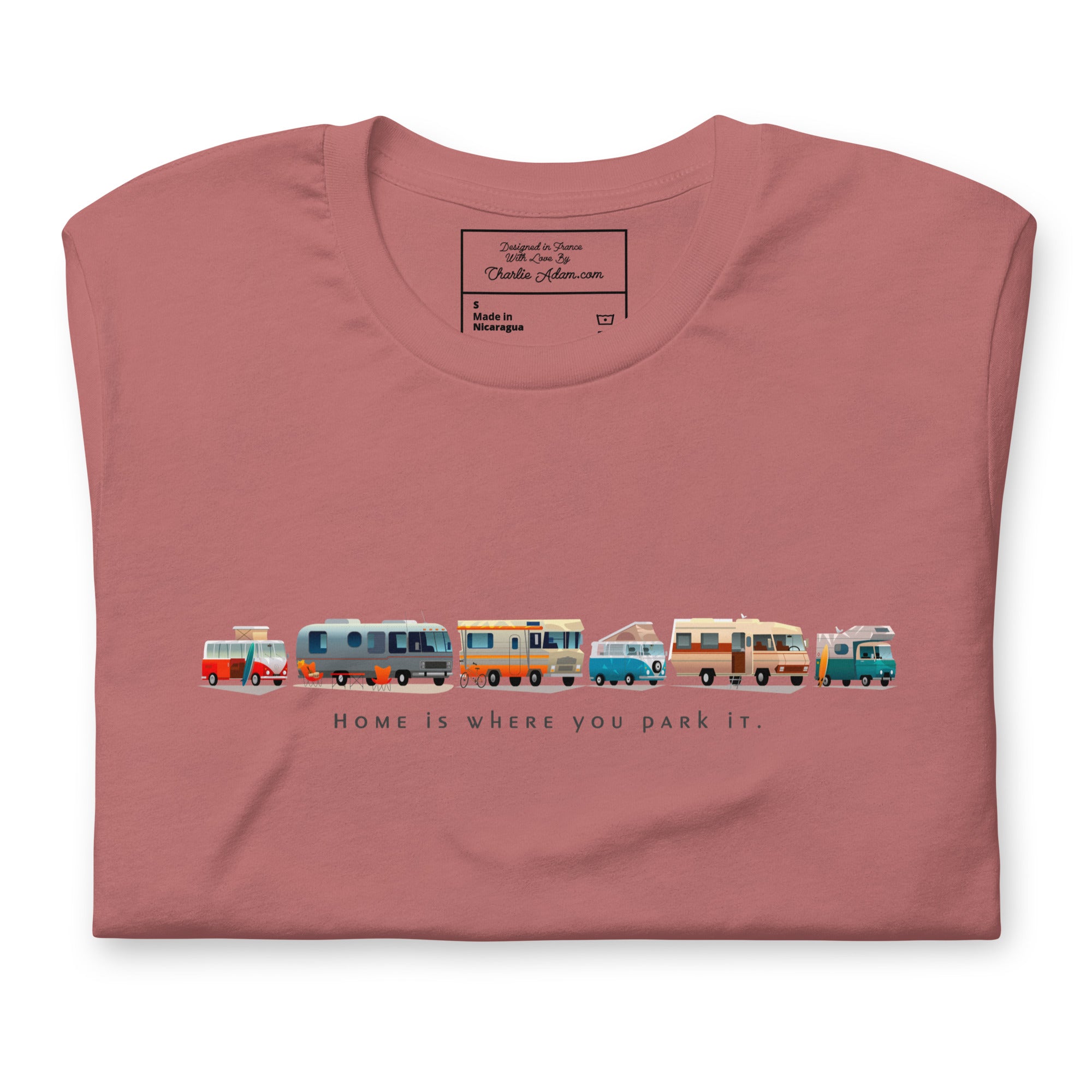 Unisex cotton t-shirt Vintage Campers on bright colors