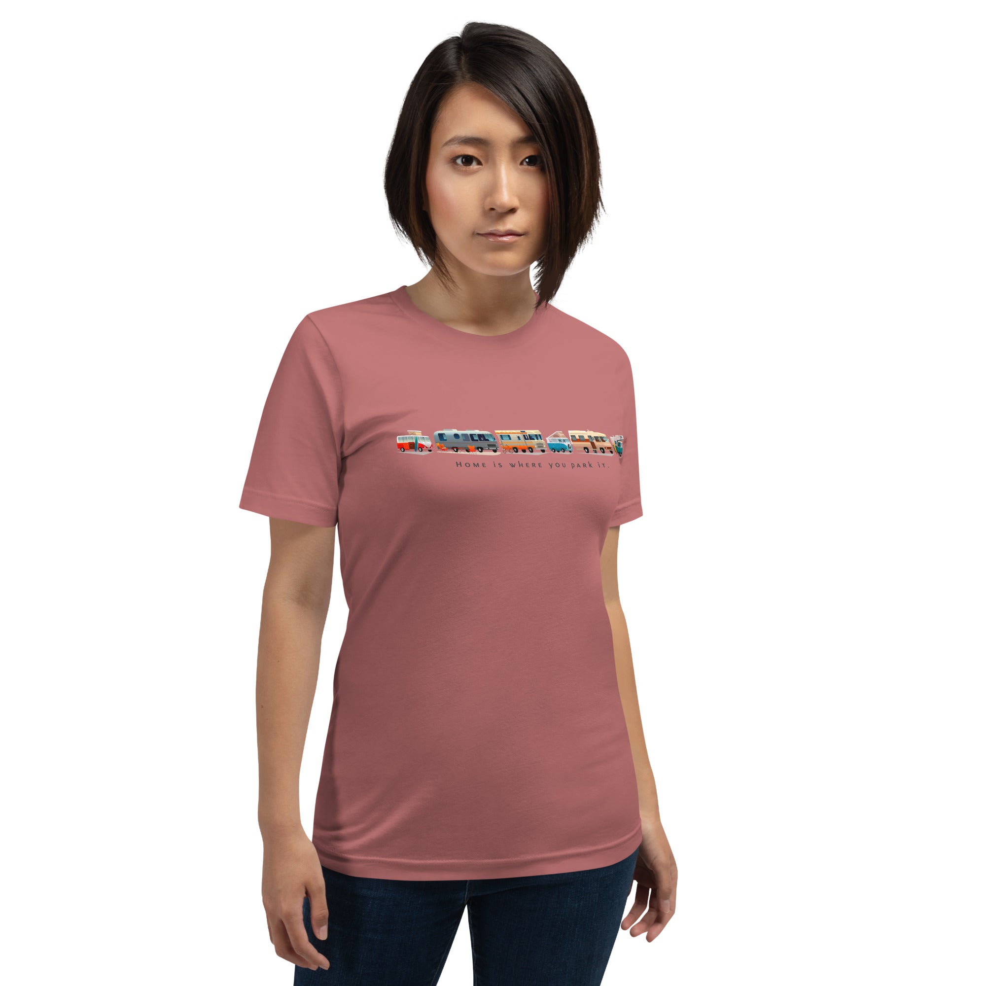 Unisex cotton t-shirt Vintage Campers on bright colors