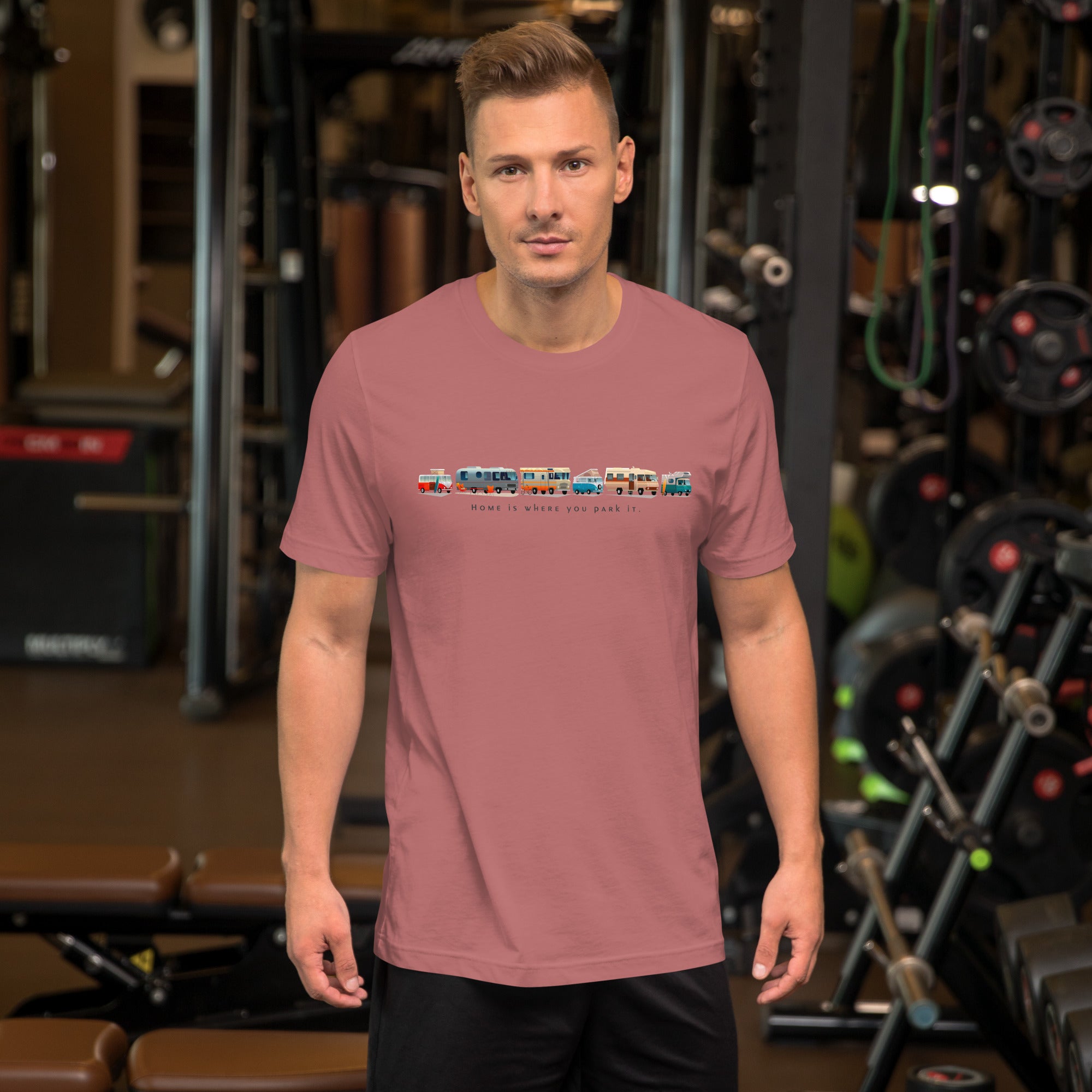 Unisex cotton t-shirt Vintage Campers on bright colors
