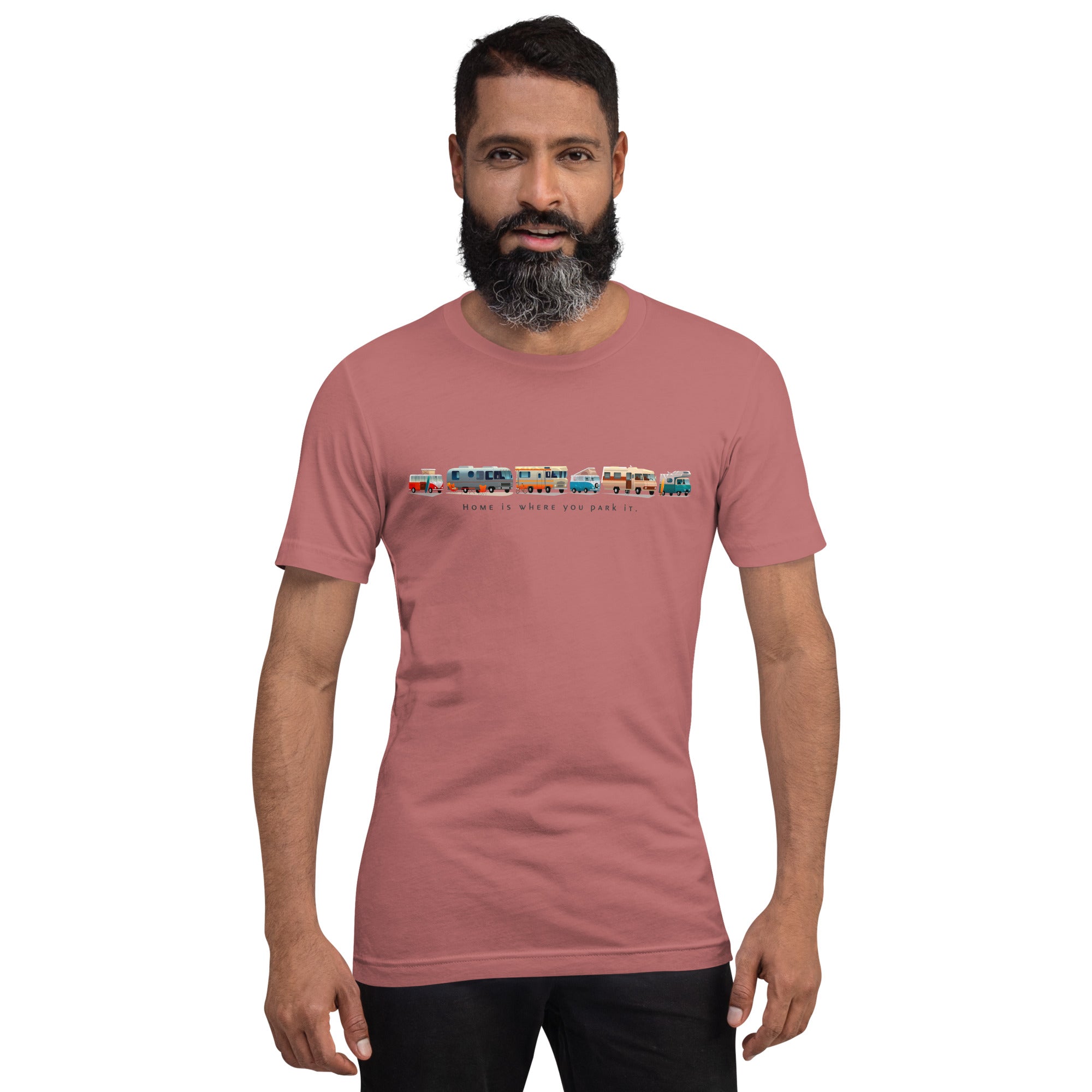 Unisex cotton t-shirt Vintage Campers on bright colors