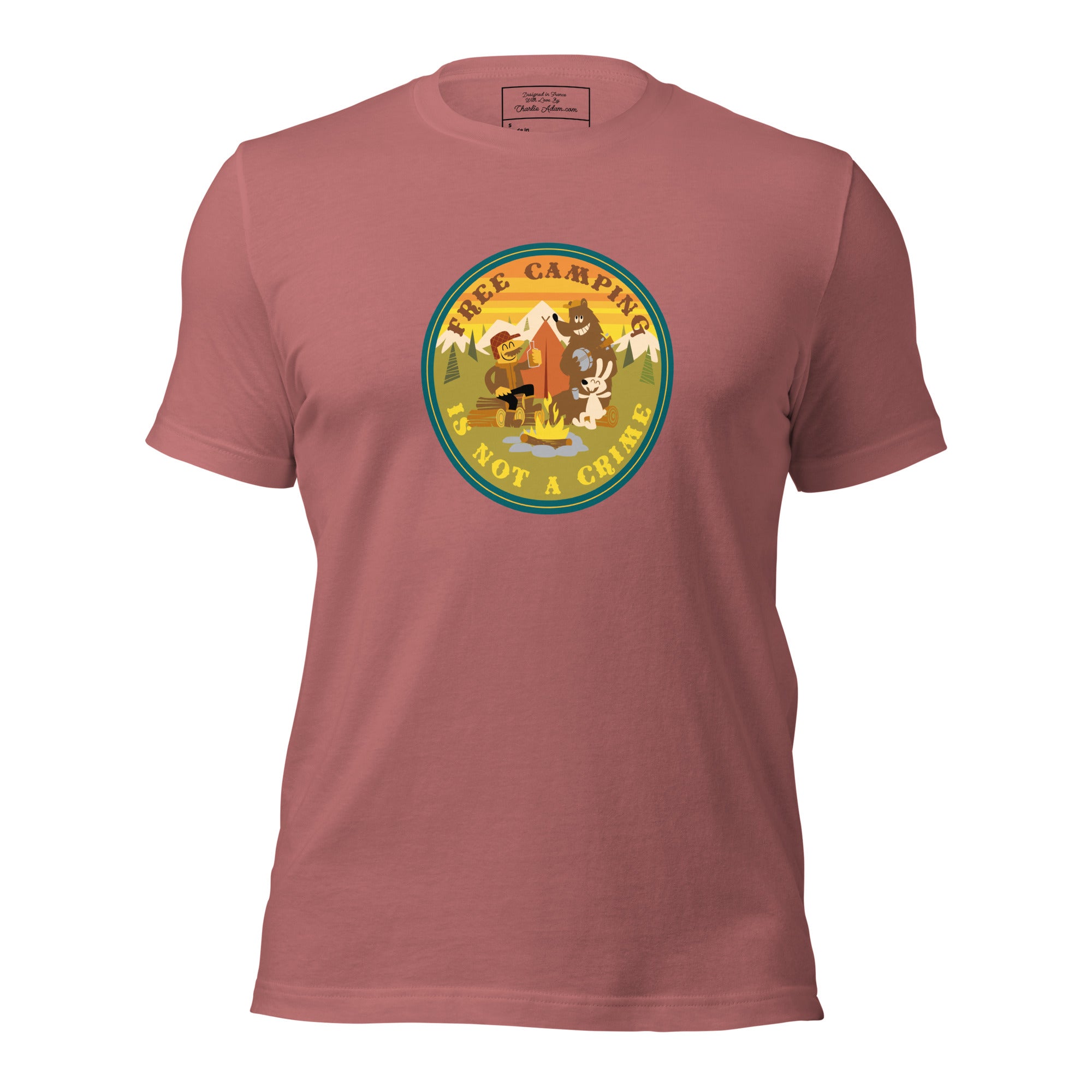 Unisex cotton t-shirt Free Camping is not a Crime on bright colors
