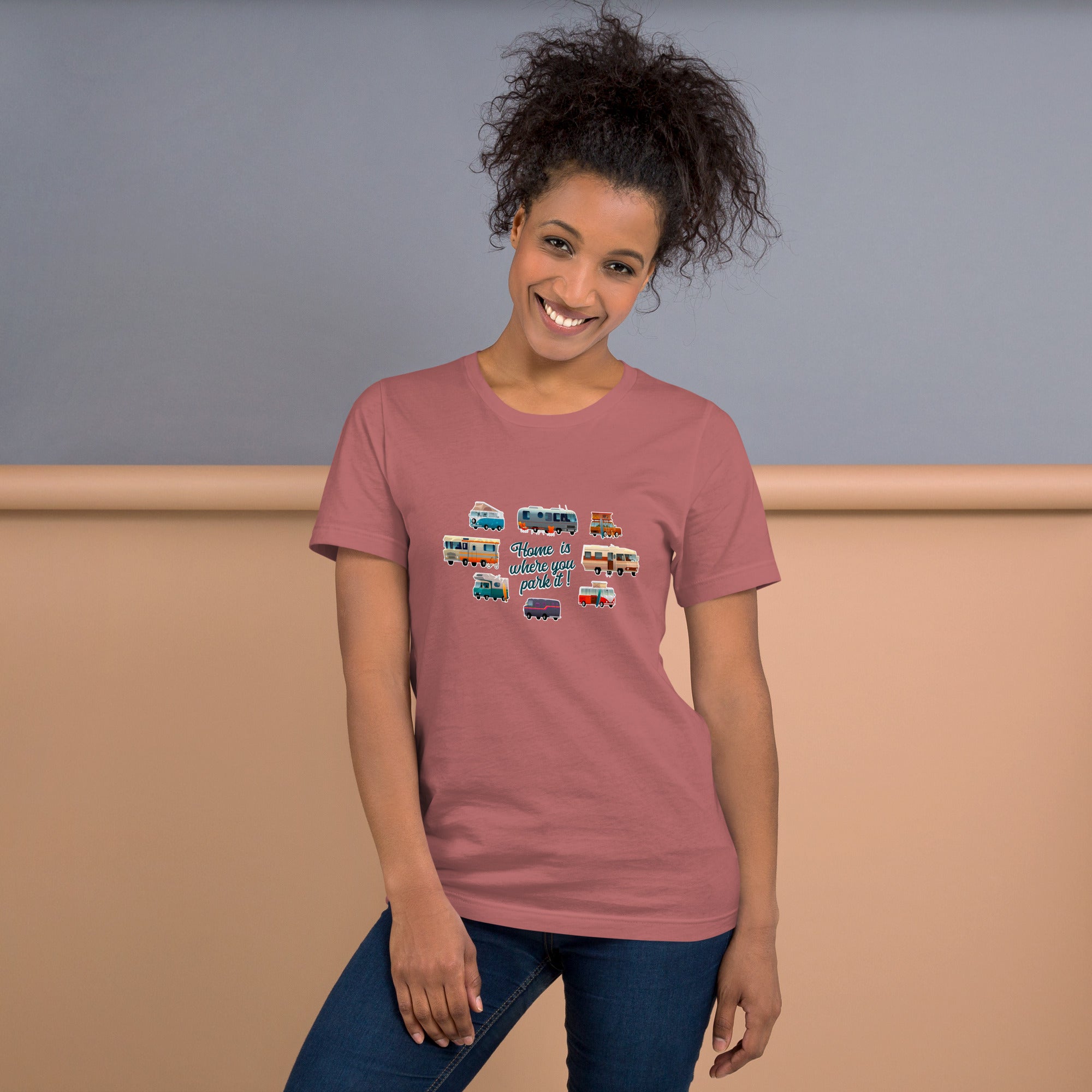 T-shirt en coton unisexe Square Vintage Campers sur couleurs vives