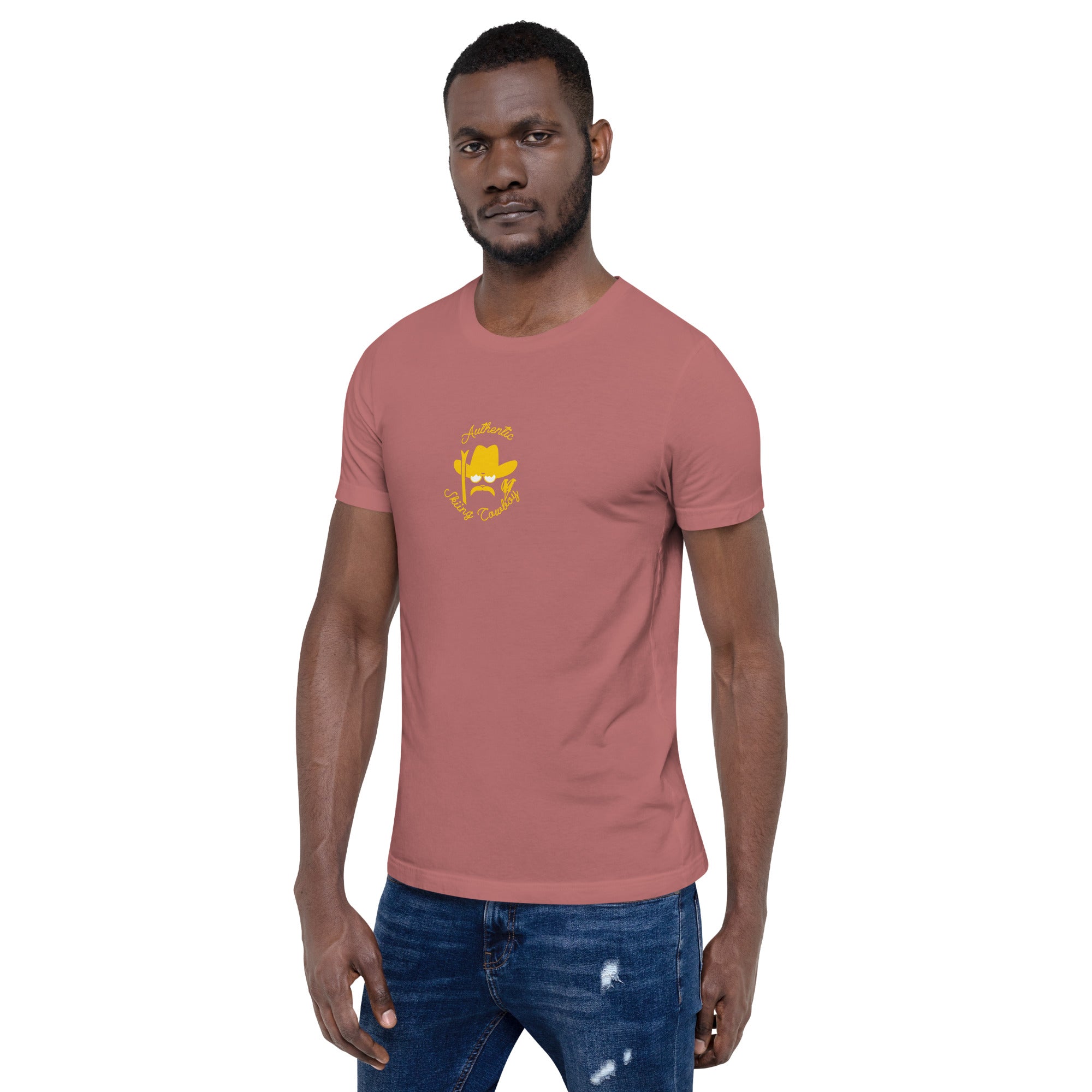 Unisex t-shirt Authentic Skiing Cowboy on bright colors