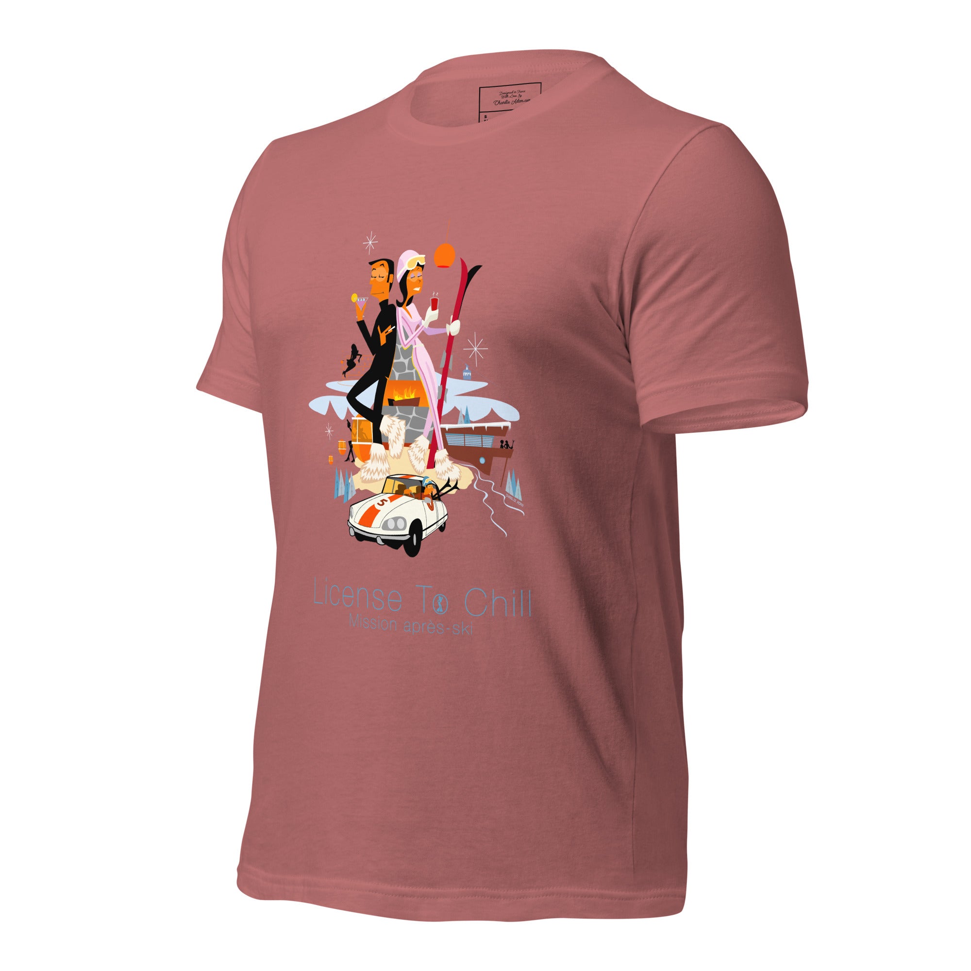 Unisex cotton t-shirt License to Chill Mission Après-Ski on bright colors