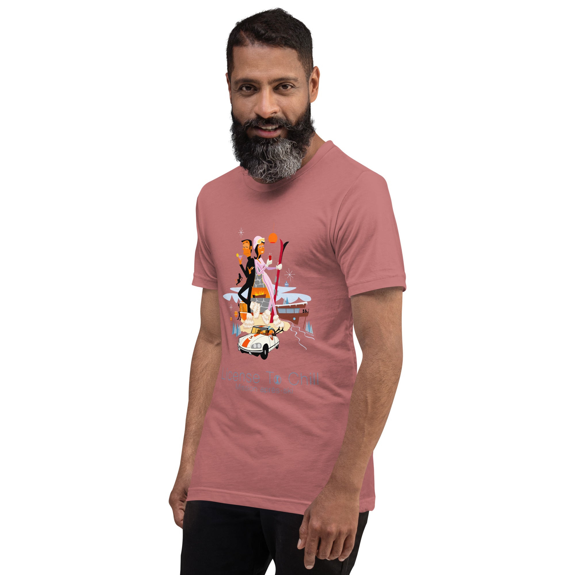 Unisex cotton t-shirt License to Chill Mission Après-Ski on bright colors