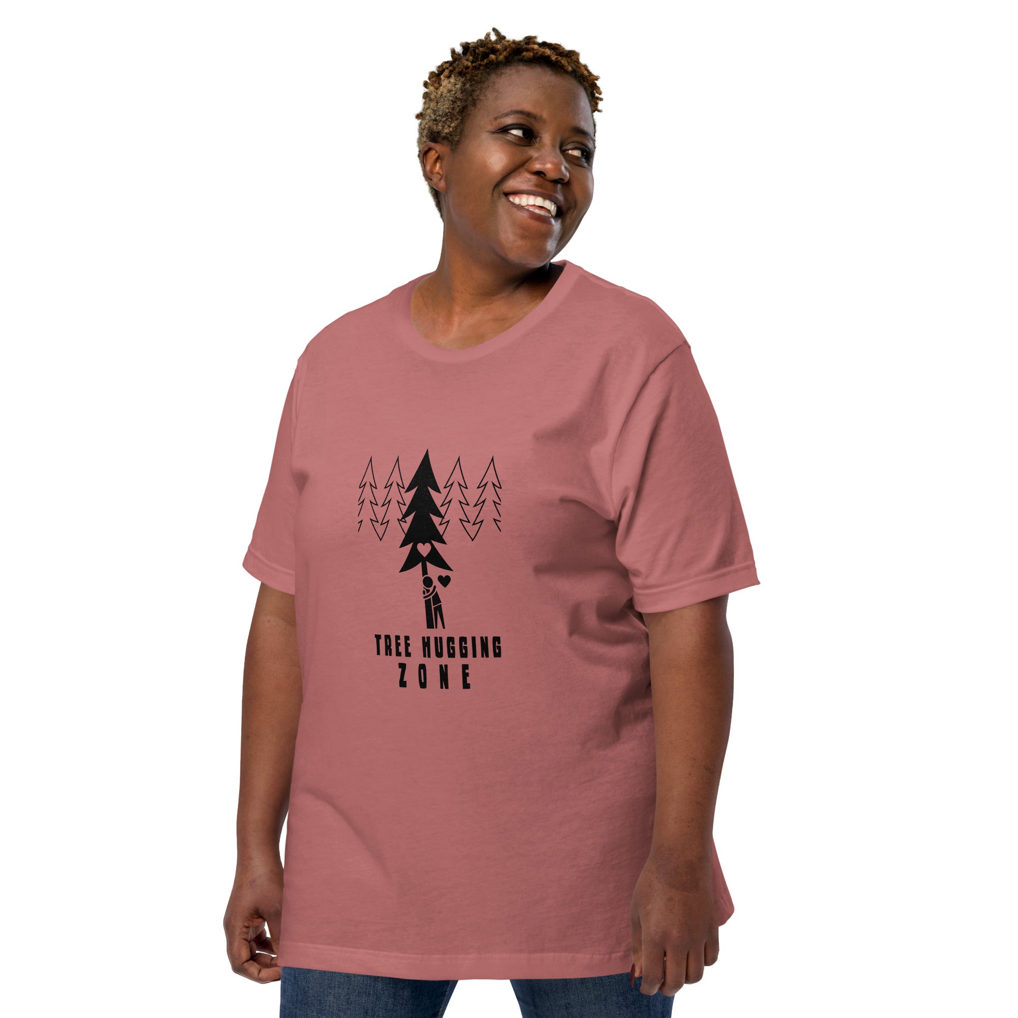 Unisex cotton t-shirt Tree hugging zone on bright colors
